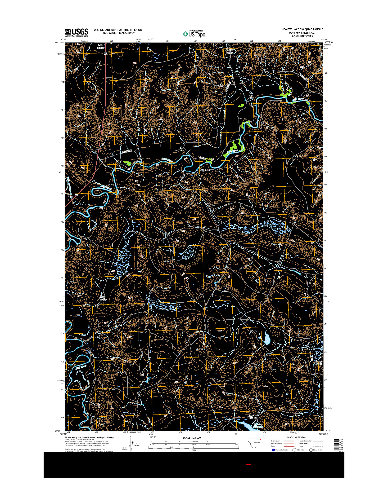 USGS US TOPO 7.5-MINUTE MAP FOR HEWITT LAKE SW, MT 2017