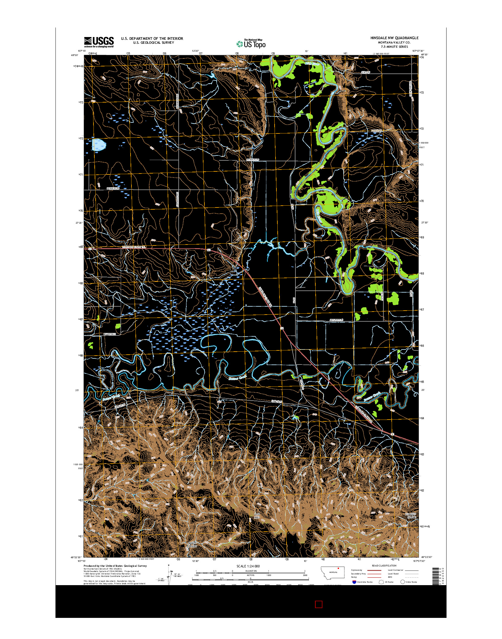 USGS US TOPO 7.5-MINUTE MAP FOR HINSDALE NW, MT 2017