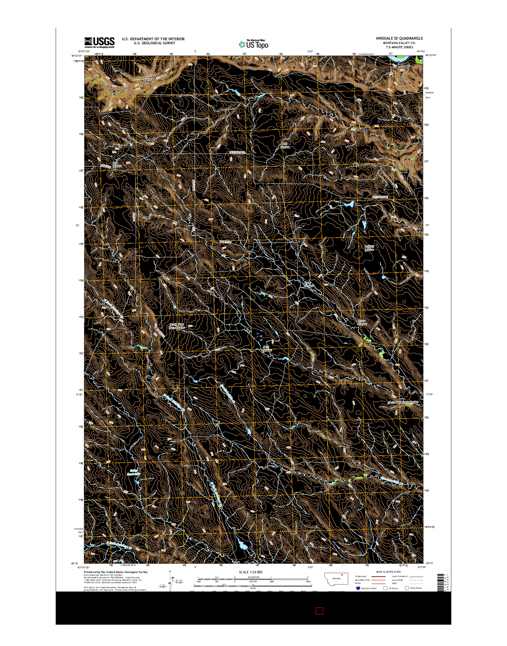 USGS US TOPO 7.5-MINUTE MAP FOR HINSDALE SE, MT 2017