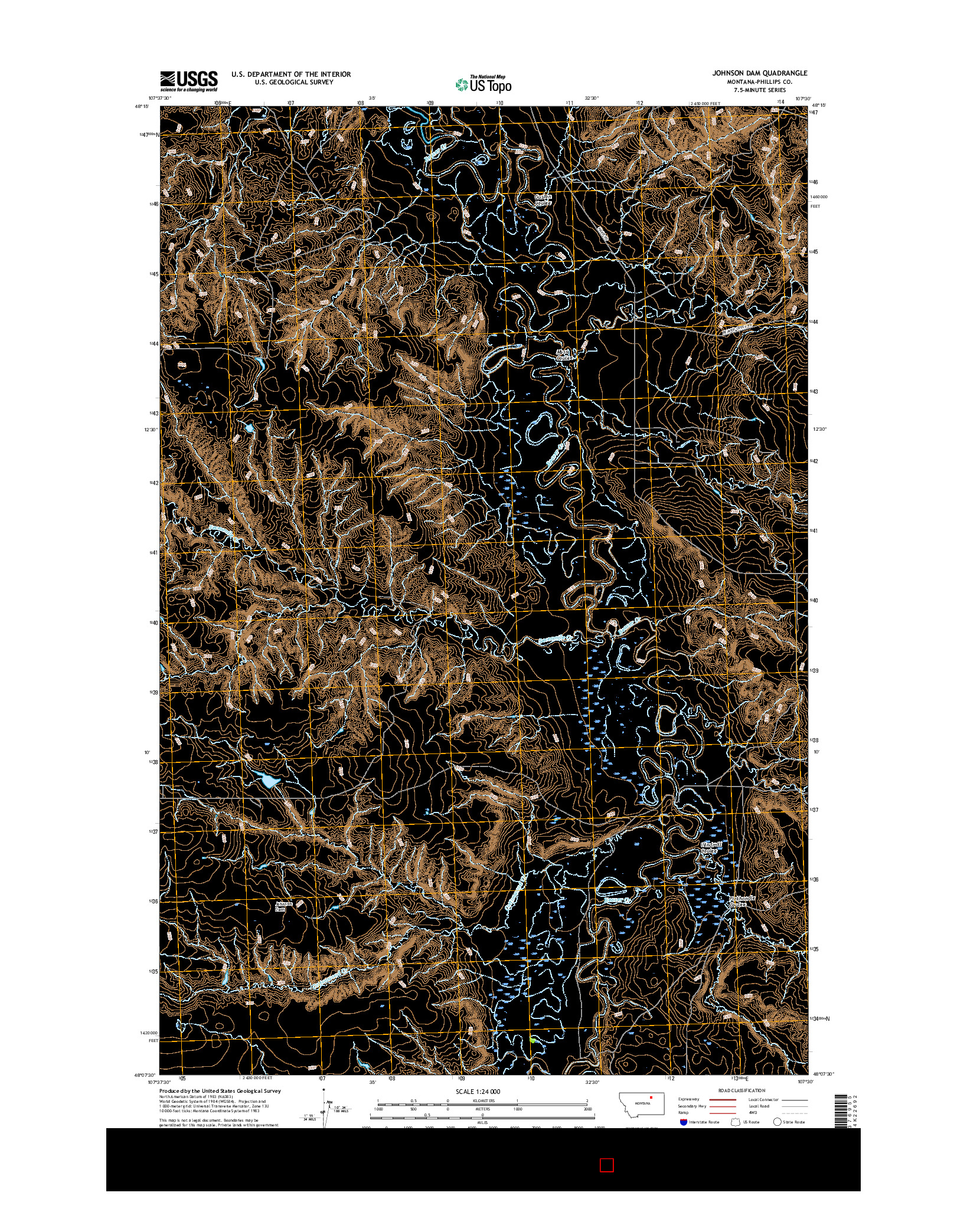 USGS US TOPO 7.5-MINUTE MAP FOR JOHNSON DAM, MT 2017