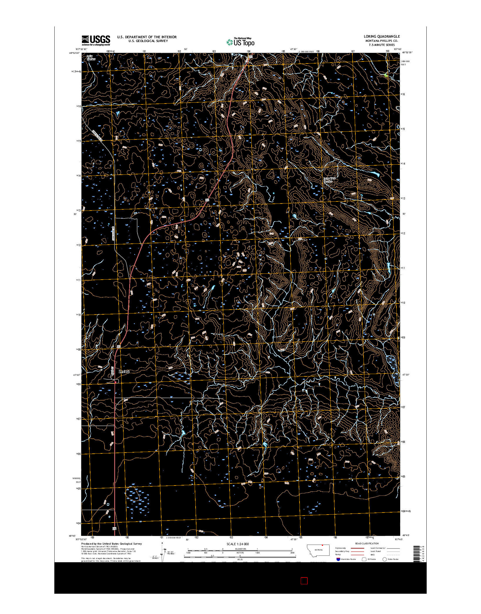 USGS US TOPO 7.5-MINUTE MAP FOR LORING, MT 2017