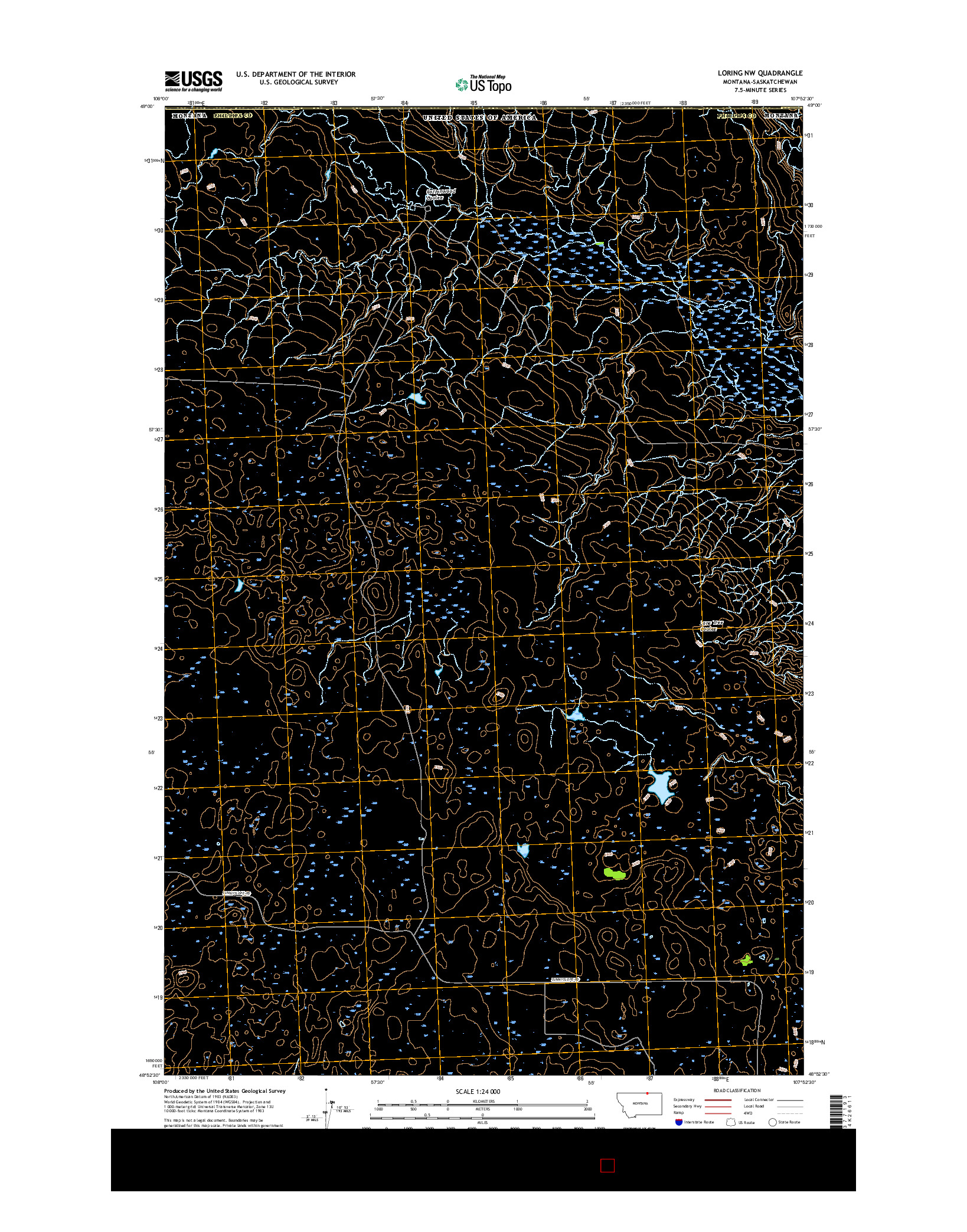 USGS US TOPO 7.5-MINUTE MAP FOR LORING NW, MT-SK 2017