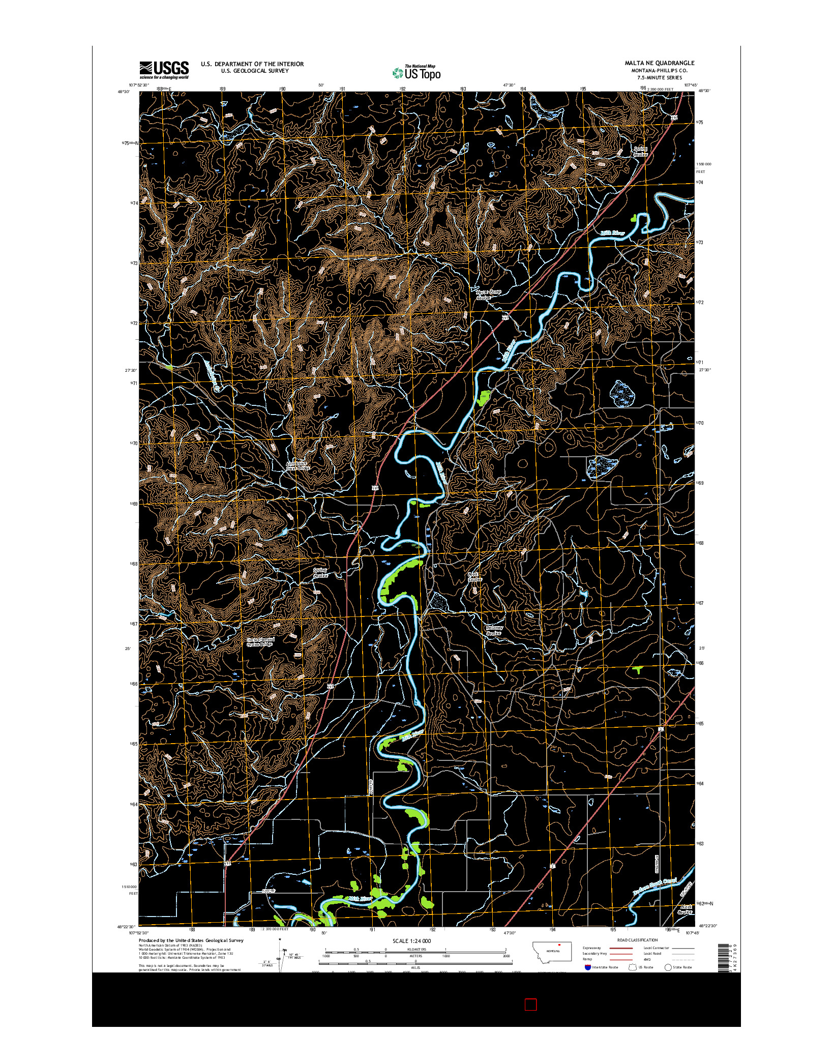USGS US TOPO 7.5-MINUTE MAP FOR MALTA NE, MT 2017