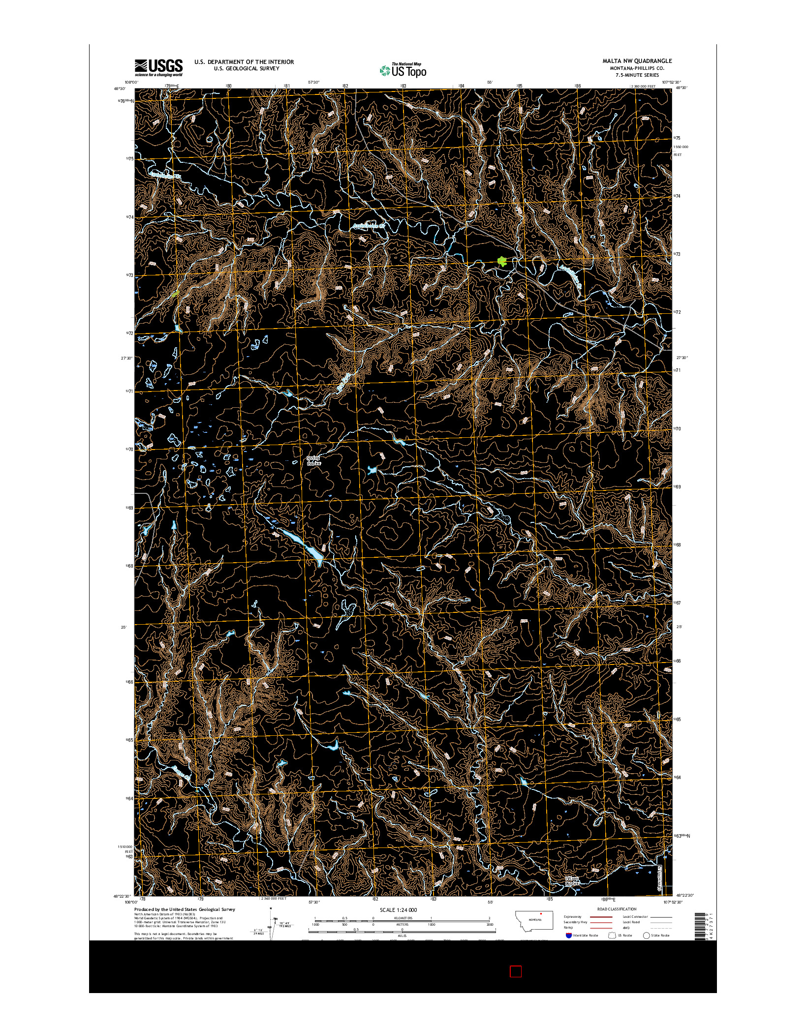 USGS US TOPO 7.5-MINUTE MAP FOR MALTA NW, MT 2017