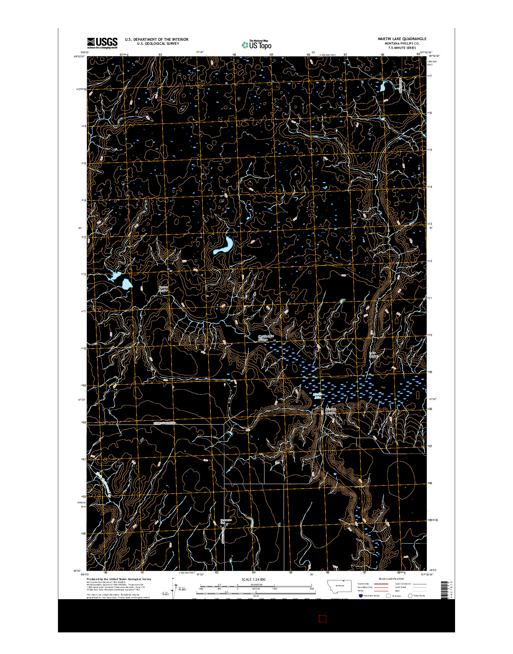 USGS US TOPO 7.5-MINUTE MAP FOR MARTIN LAKE, MT 2017