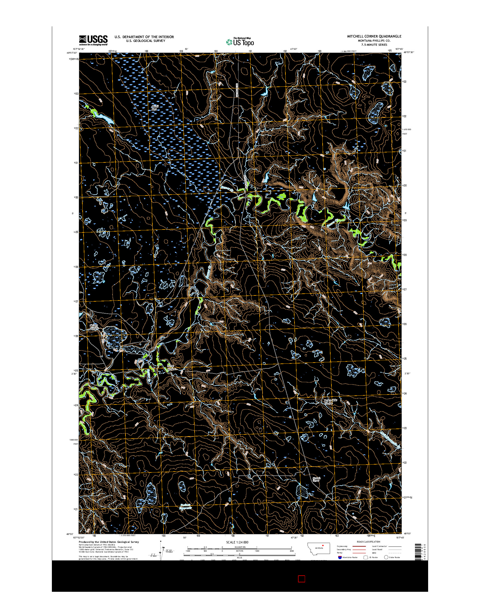 USGS US TOPO 7.5-MINUTE MAP FOR MITCHELL CORNER, MT 2017