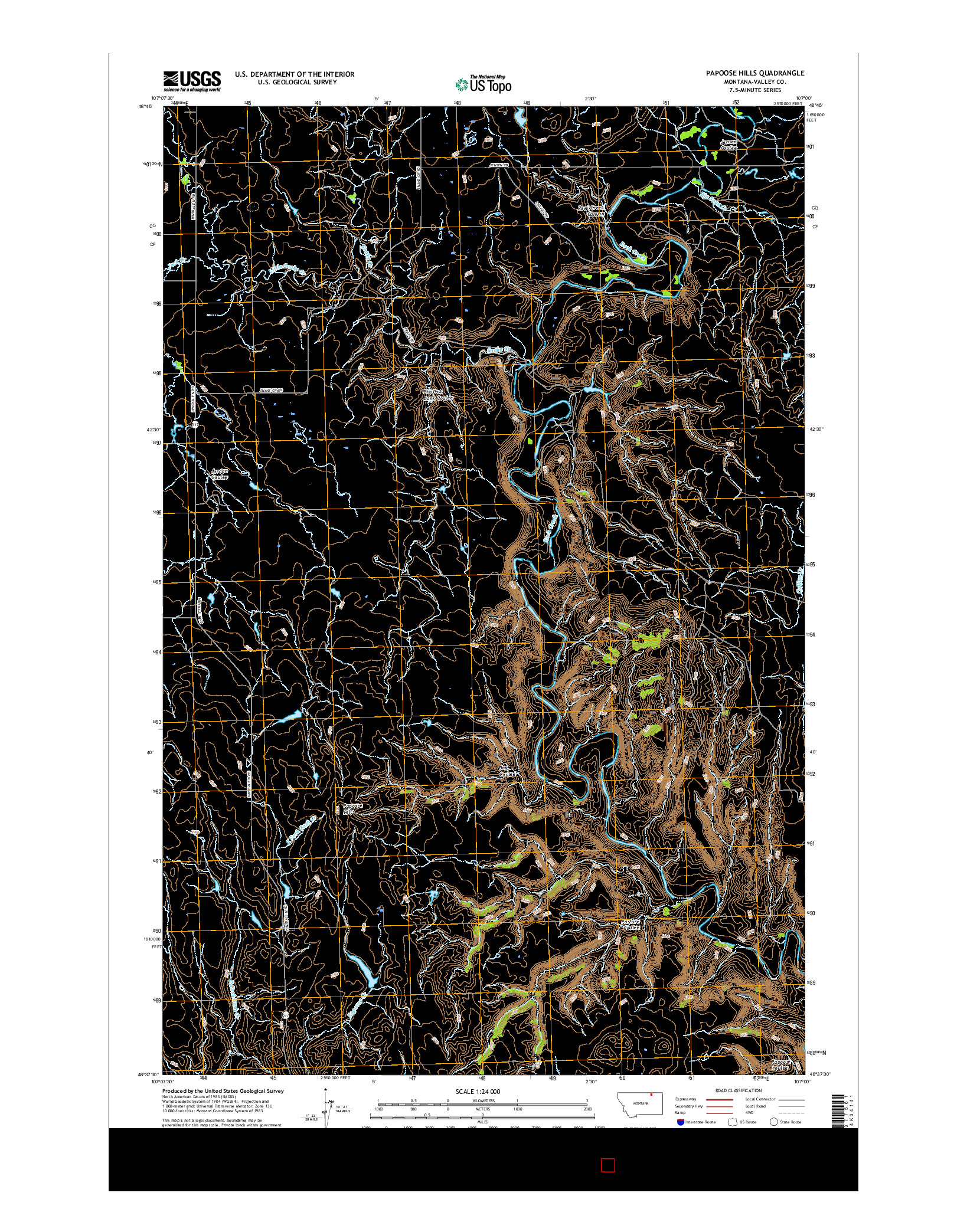 USGS US TOPO 7.5-MINUTE MAP FOR PAPOOSE HILLS, MT 2017