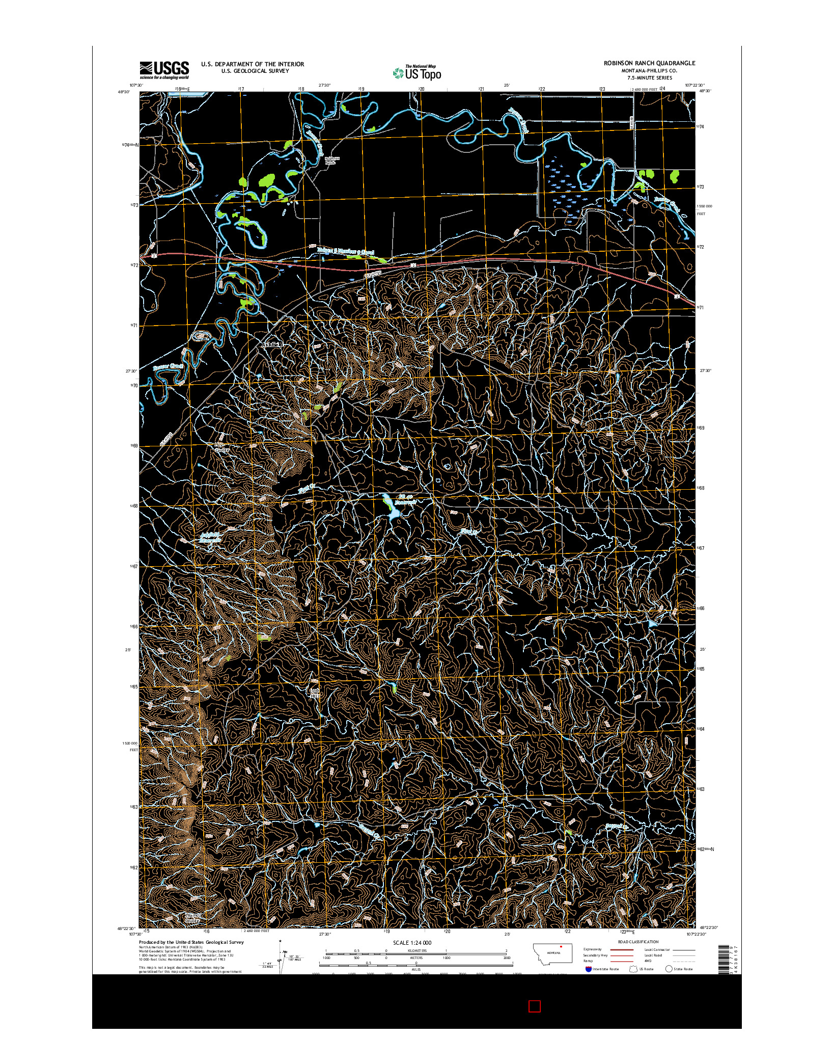 USGS US TOPO 7.5-MINUTE MAP FOR ROBINSON RANCH, MT 2017