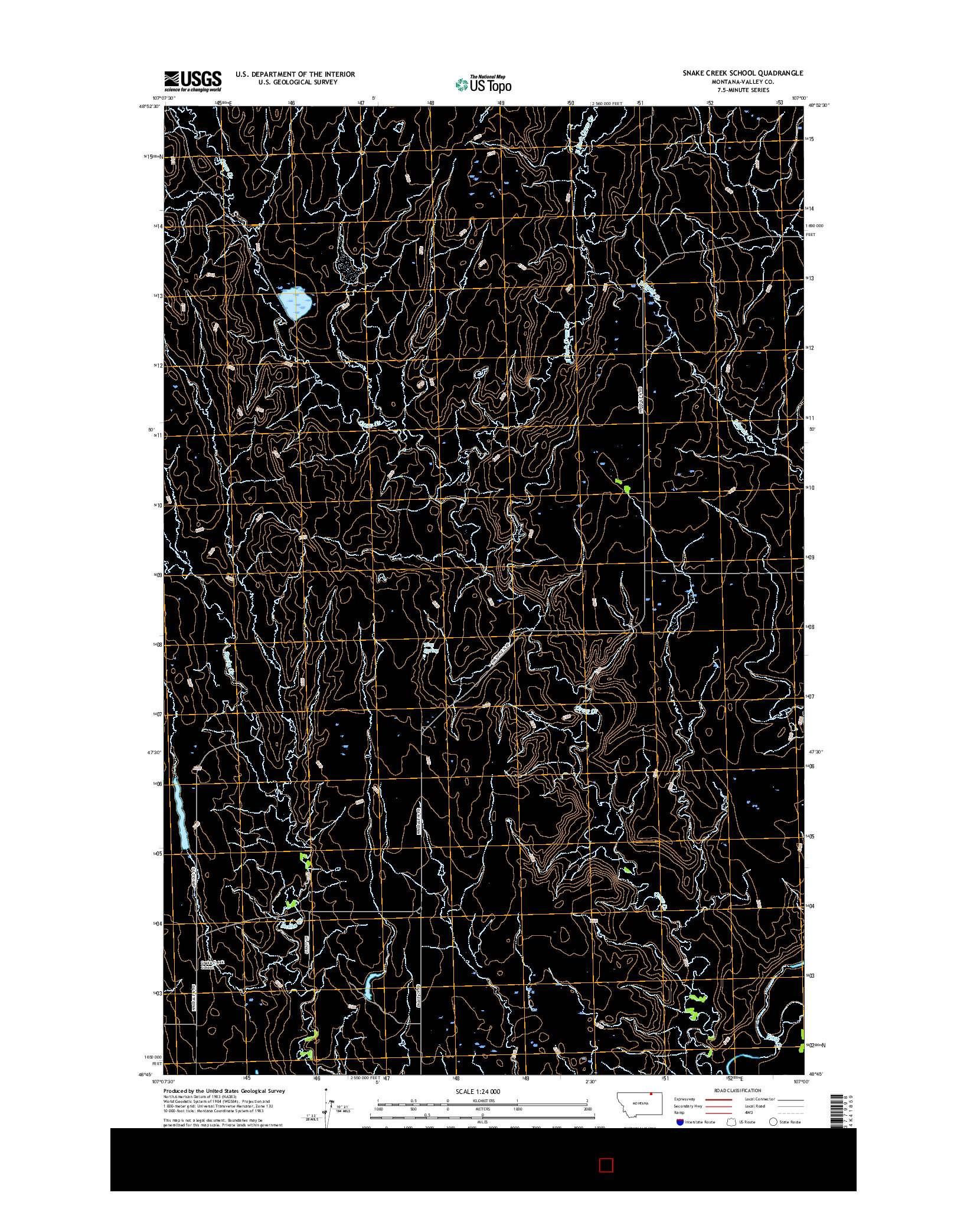 USGS US TOPO 7.5-MINUTE MAP FOR SNAKE CREEK SCHOOL, MT 2017