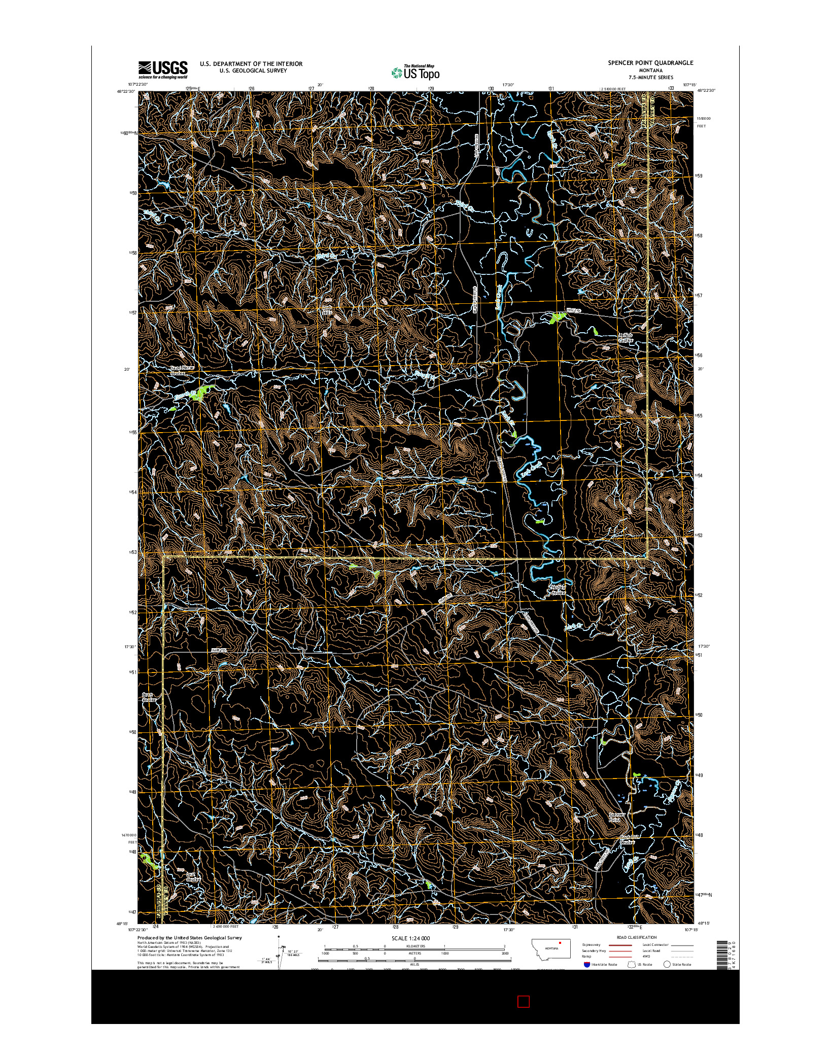 USGS US TOPO 7.5-MINUTE MAP FOR SPENCER POINT, MT 2017