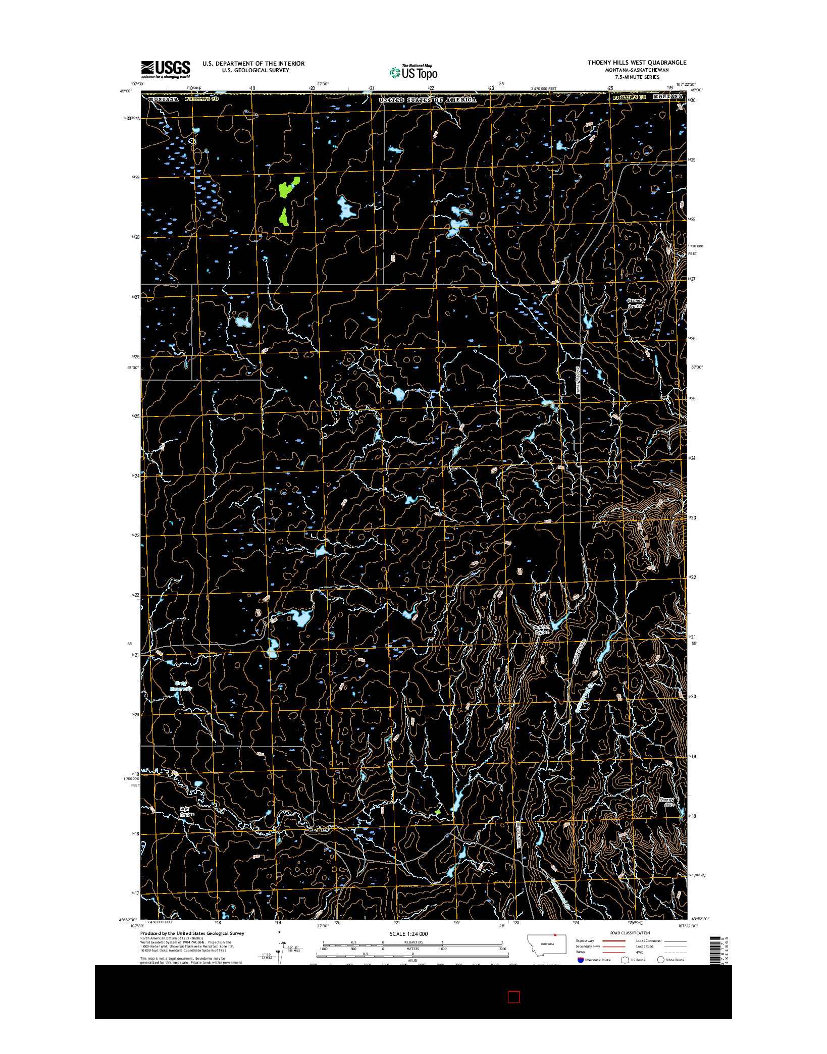 USGS US TOPO 7.5-MINUTE MAP FOR THOENY HILLS WEST, MT-SK 2017