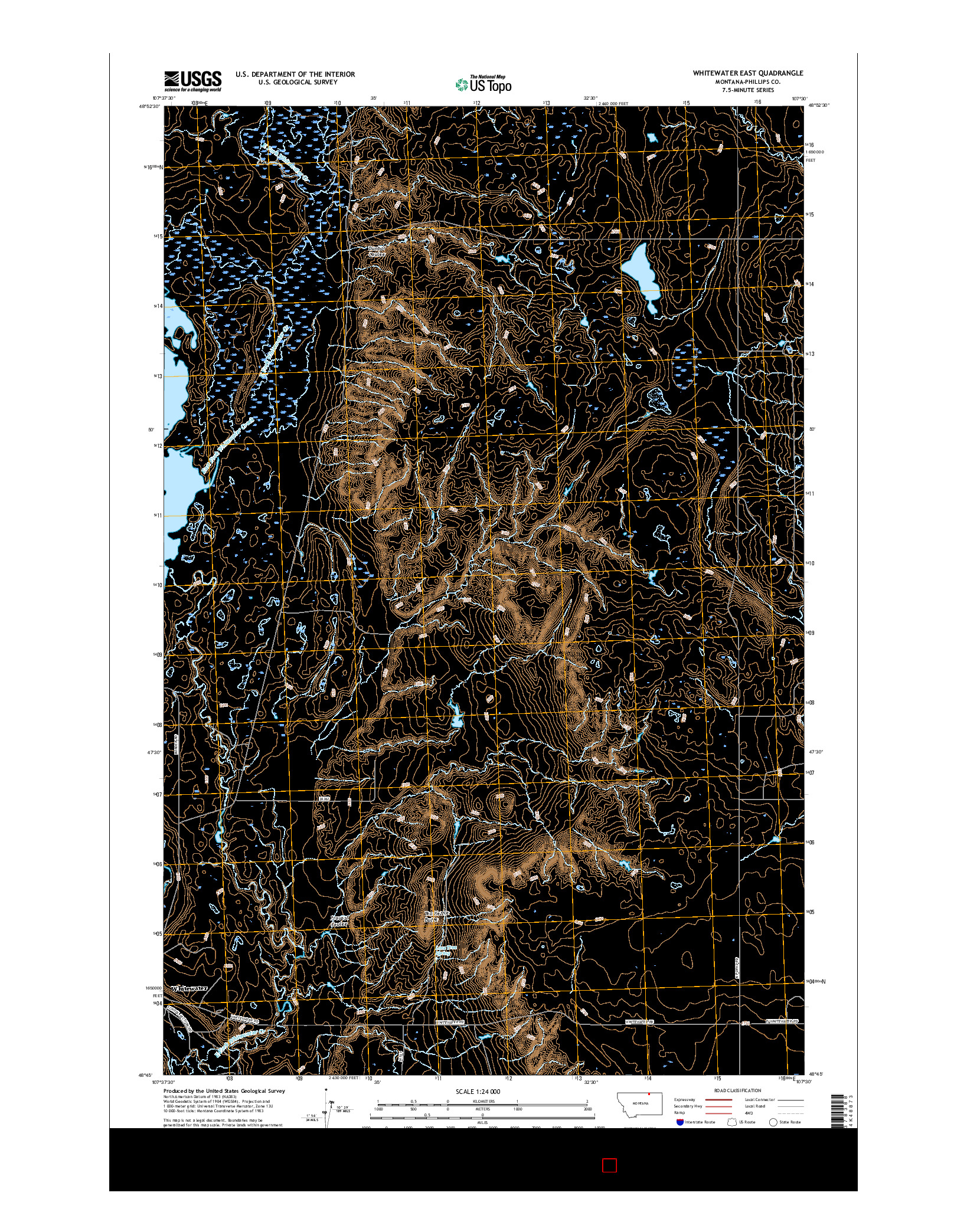 USGS US TOPO 7.5-MINUTE MAP FOR WHITEWATER EAST, MT 2017