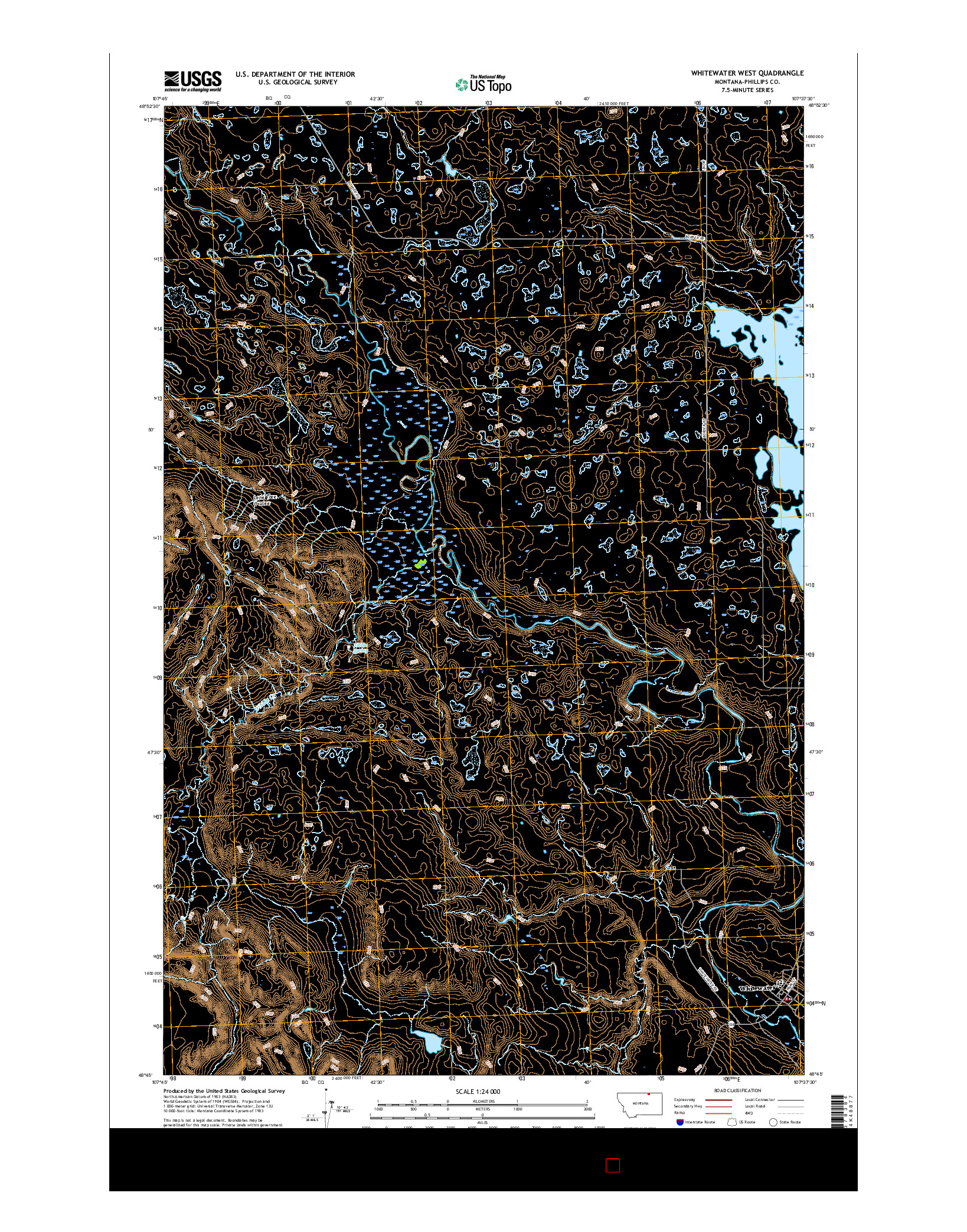 USGS US TOPO 7.5-MINUTE MAP FOR WHITEWATER WEST, MT 2017
