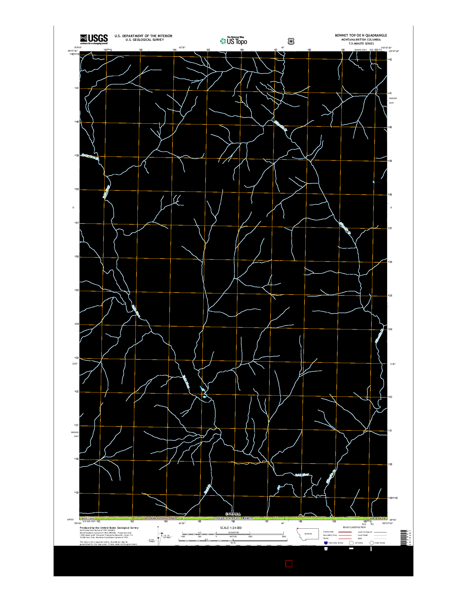 USGS US TOPO 7.5-MINUTE MAP FOR BONNET TOP OE N, MT-BC 2017