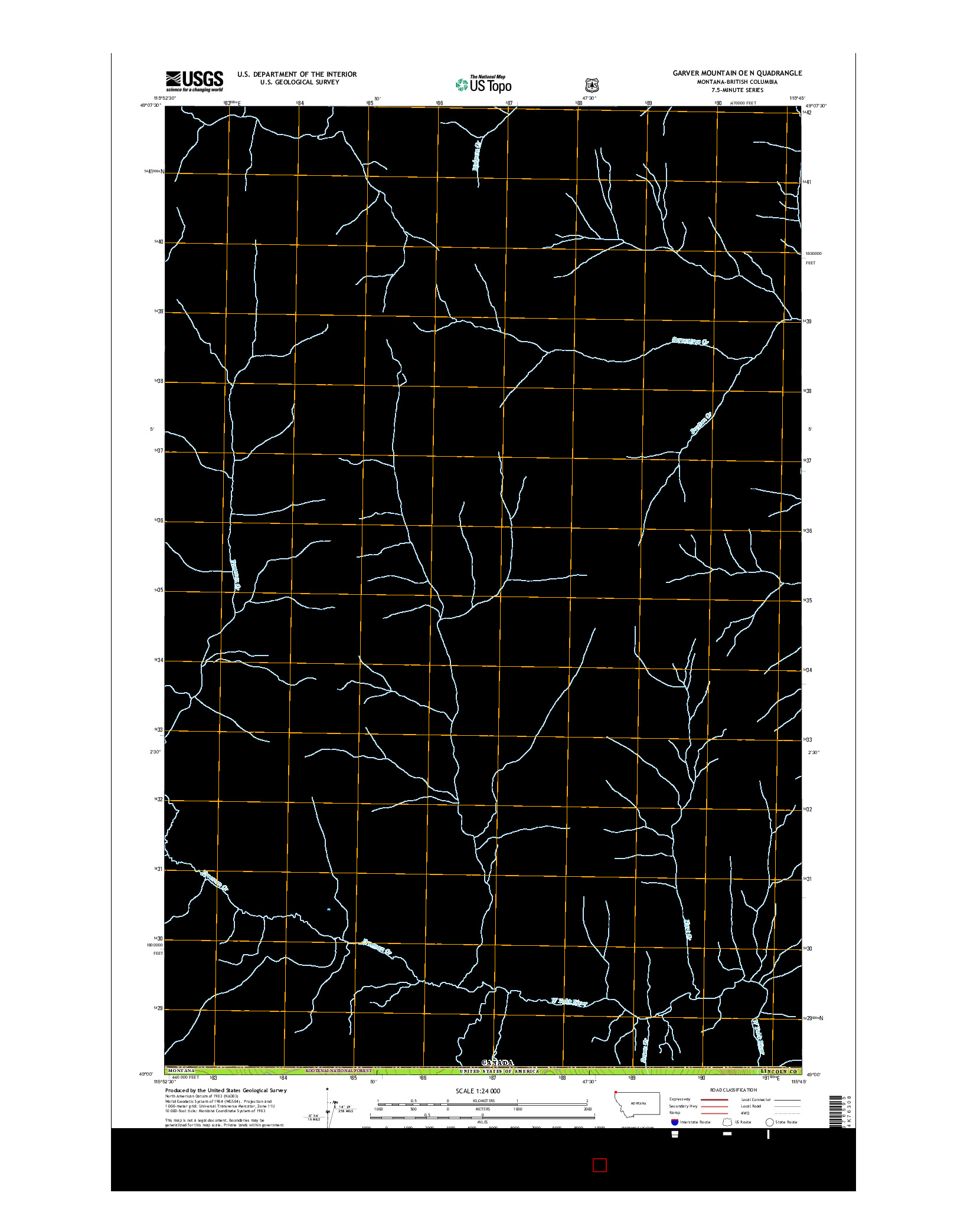 USGS US TOPO 7.5-MINUTE MAP FOR GARVER MOUNTAIN OE N, MT-BC 2017