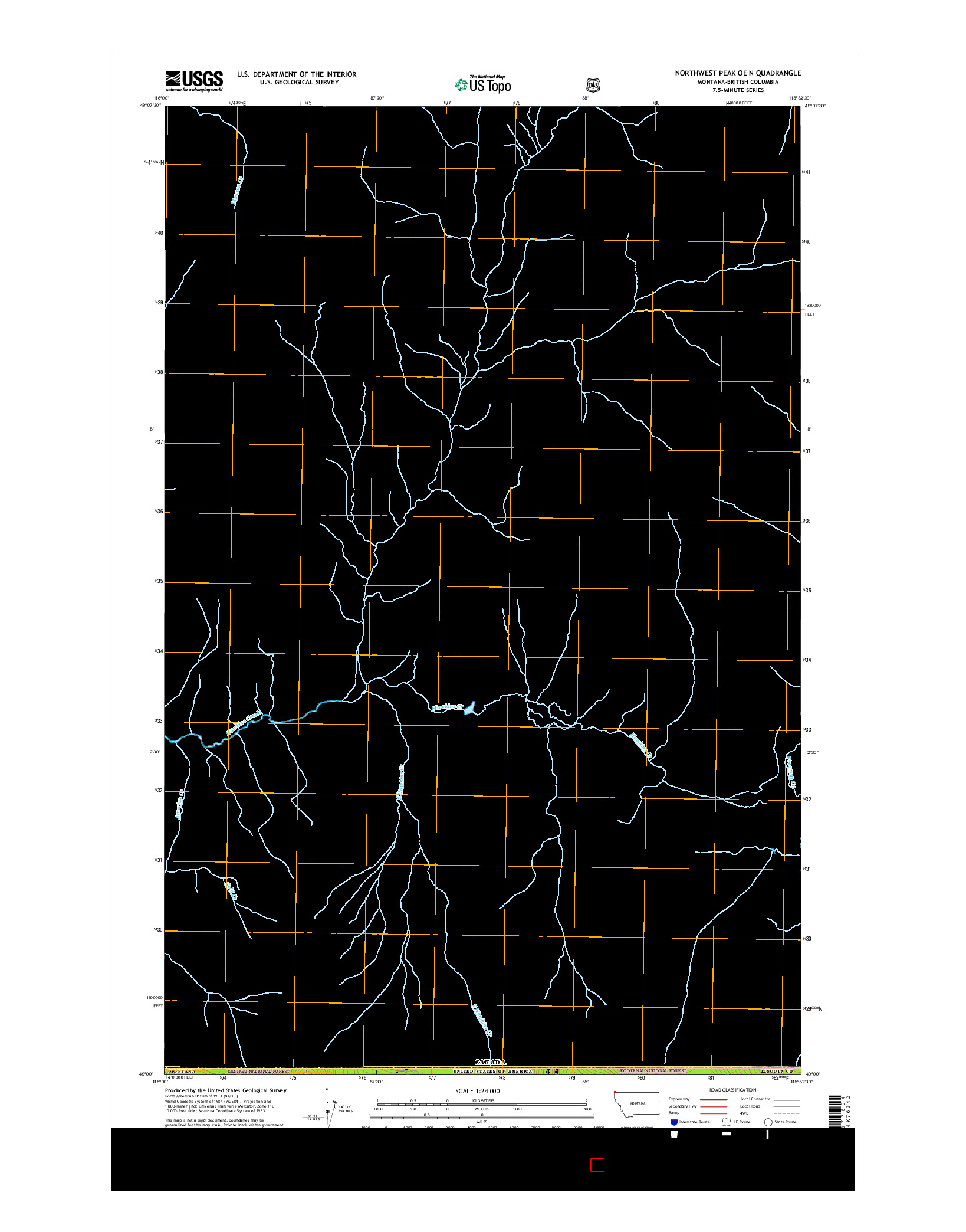 USGS US TOPO 7.5-MINUTE MAP FOR NORTHWEST PEAK OE N, MT-BC 2017