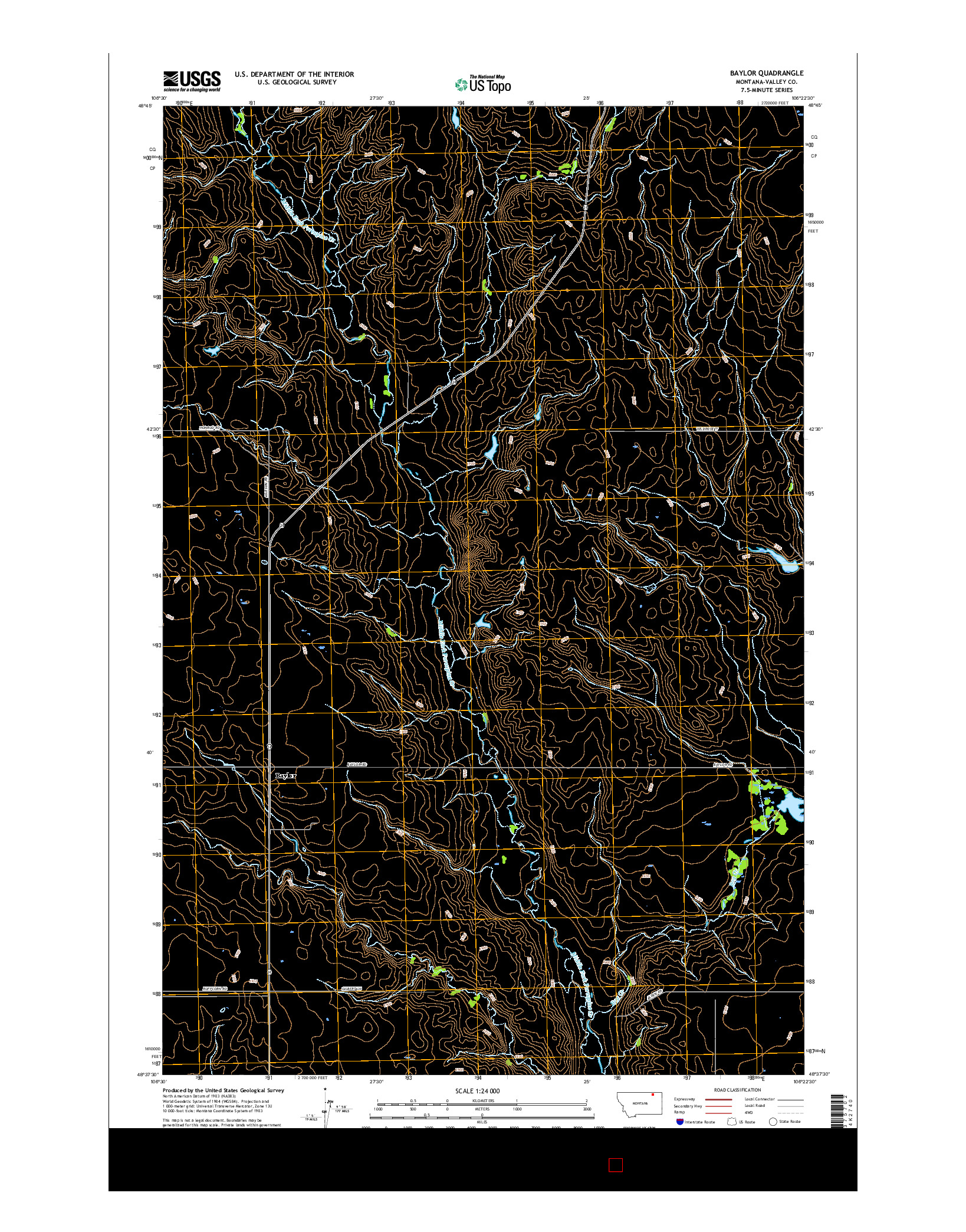 USGS US TOPO 7.5-MINUTE MAP FOR BAYLOR, MT 2017