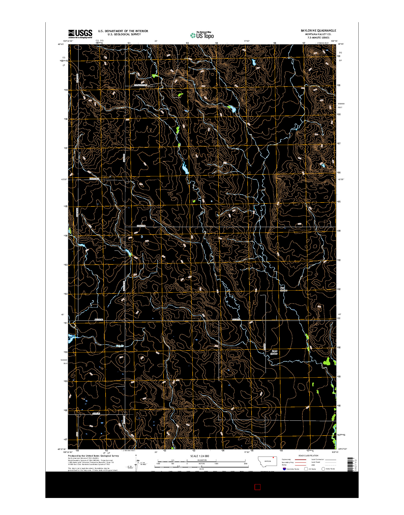 USGS US TOPO 7.5-MINUTE MAP FOR BAYLOR NE, MT 2017