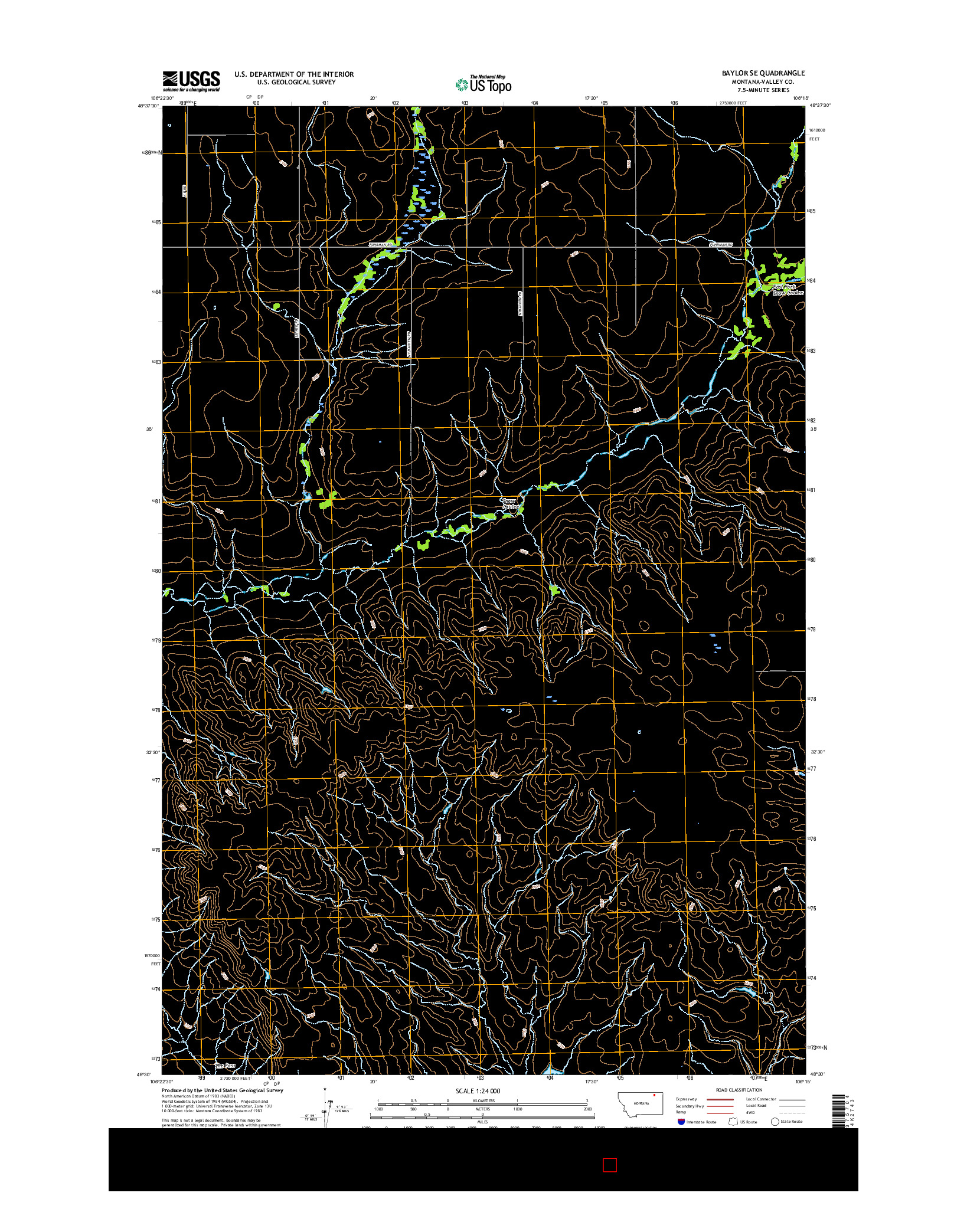 USGS US TOPO 7.5-MINUTE MAP FOR BAYLOR SE, MT 2017