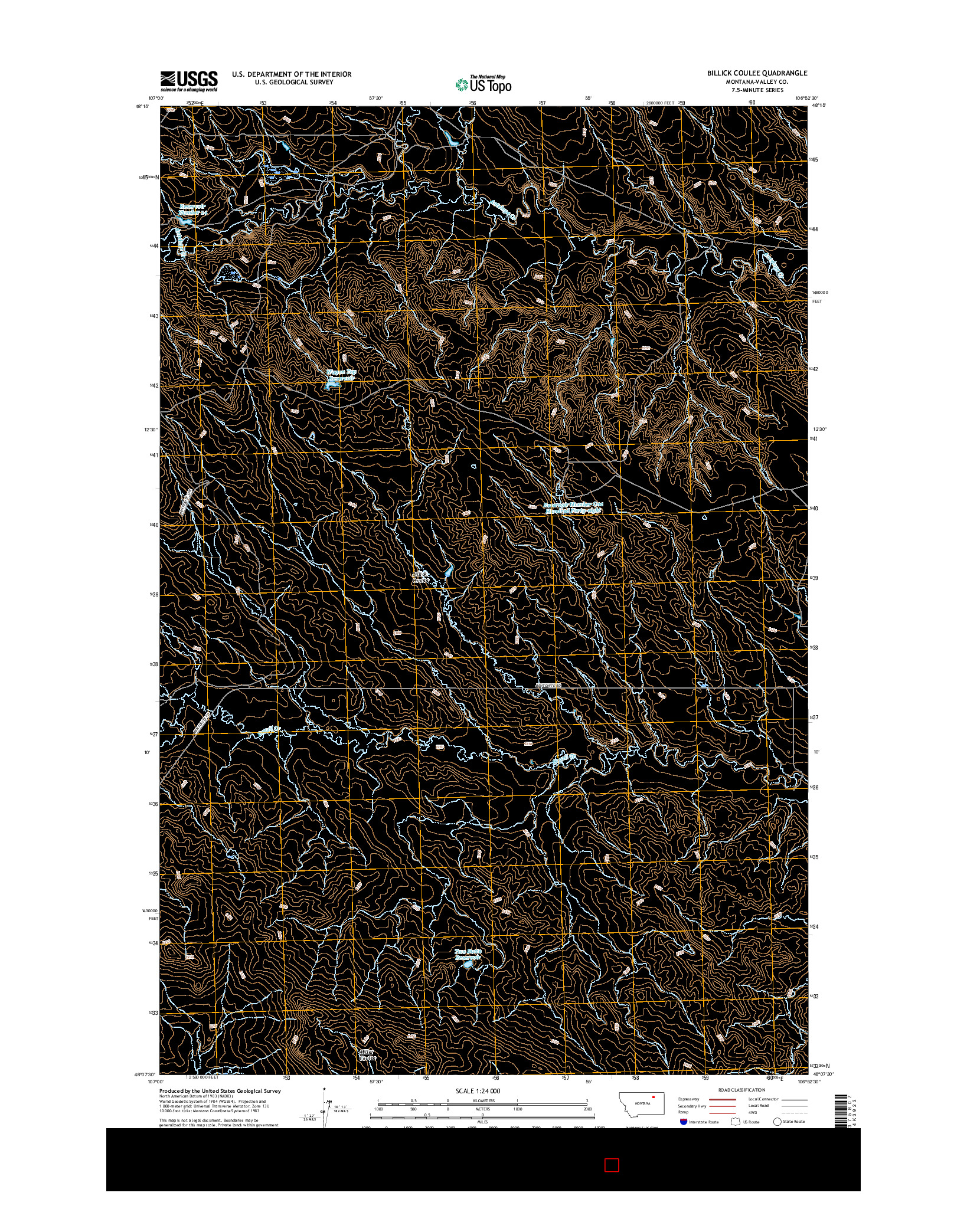 USGS US TOPO 7.5-MINUTE MAP FOR BILLICK COULEE, MT 2017