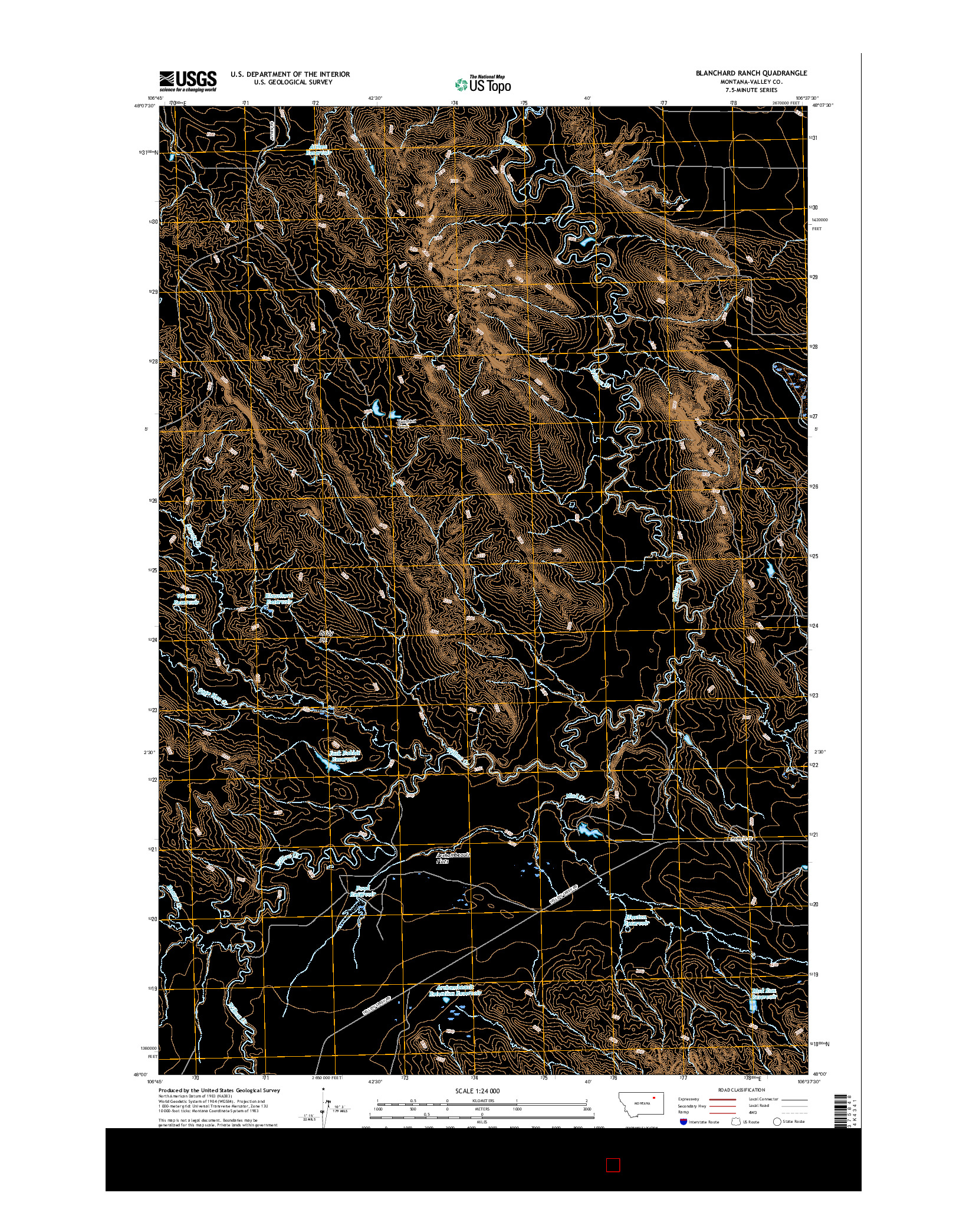 USGS US TOPO 7.5-MINUTE MAP FOR BLANCHARD RANCH, MT 2017