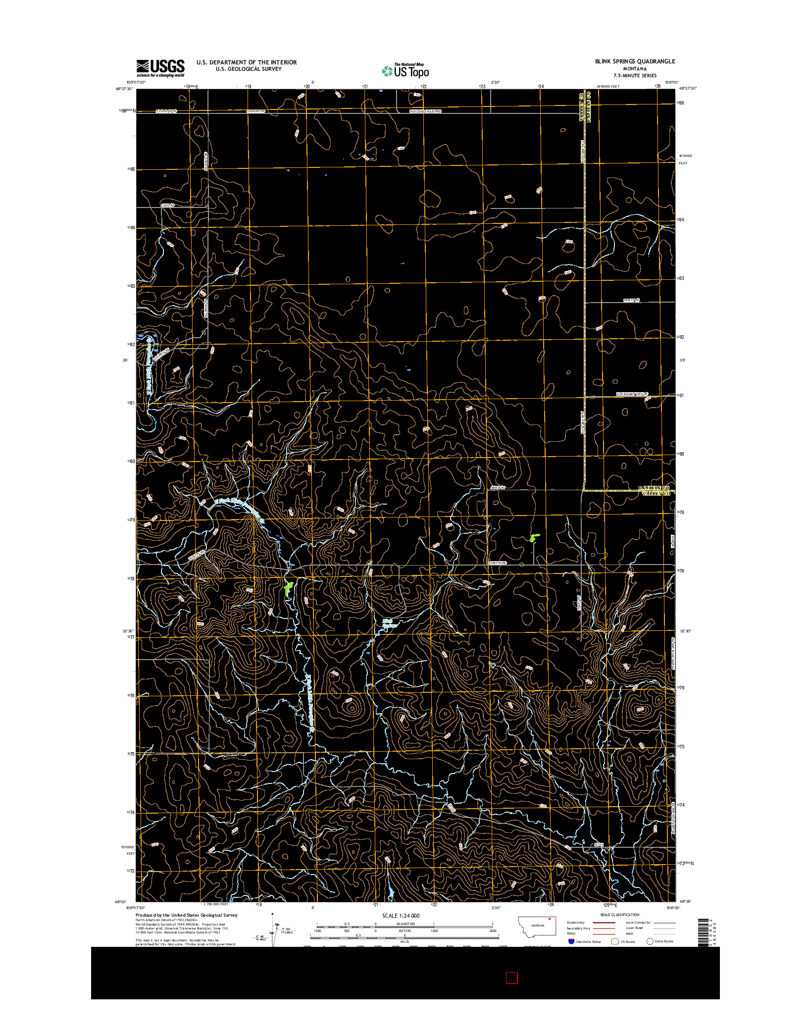 USGS US TOPO 7.5-MINUTE MAP FOR BLINK SPRINGS, MT 2017