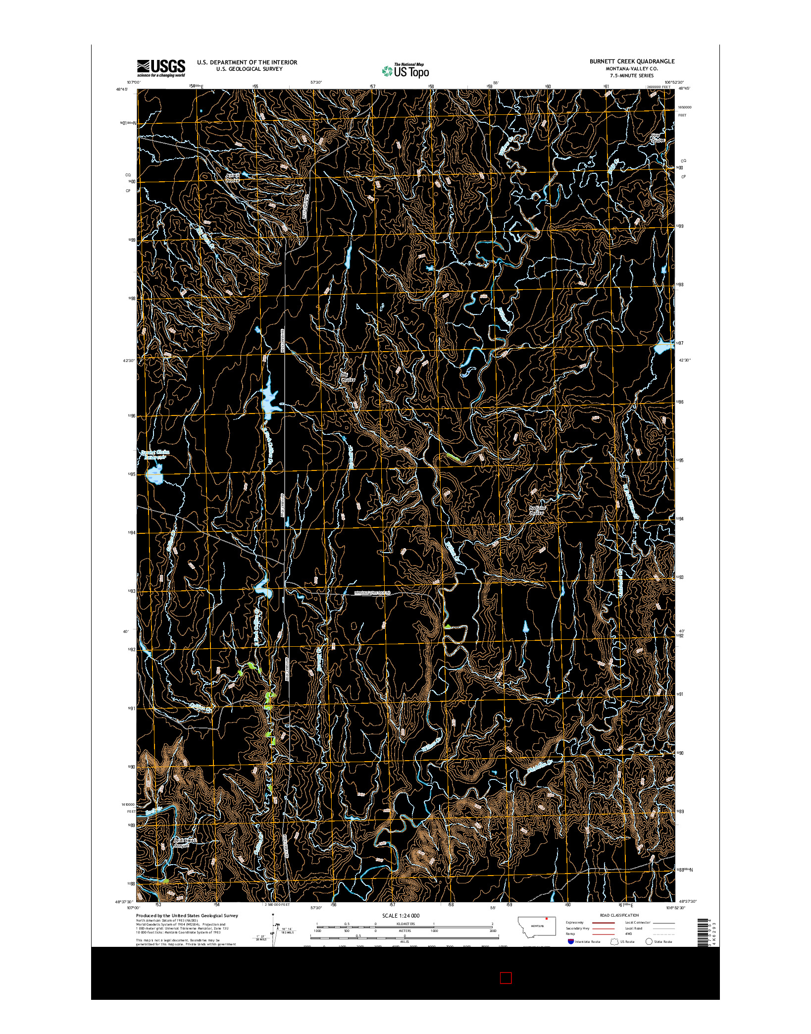 USGS US TOPO 7.5-MINUTE MAP FOR BURNETT CREEK, MT 2017