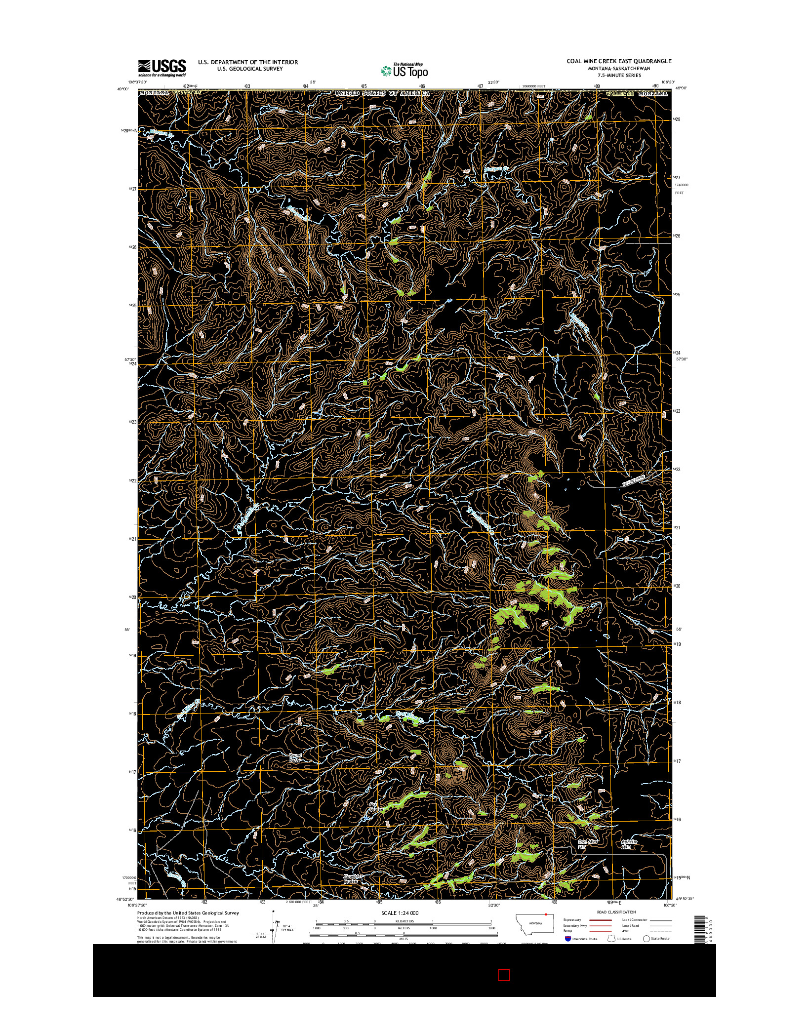 USGS US TOPO 7.5-MINUTE MAP FOR COAL MINE CREEK EAST, MT-SK 2017