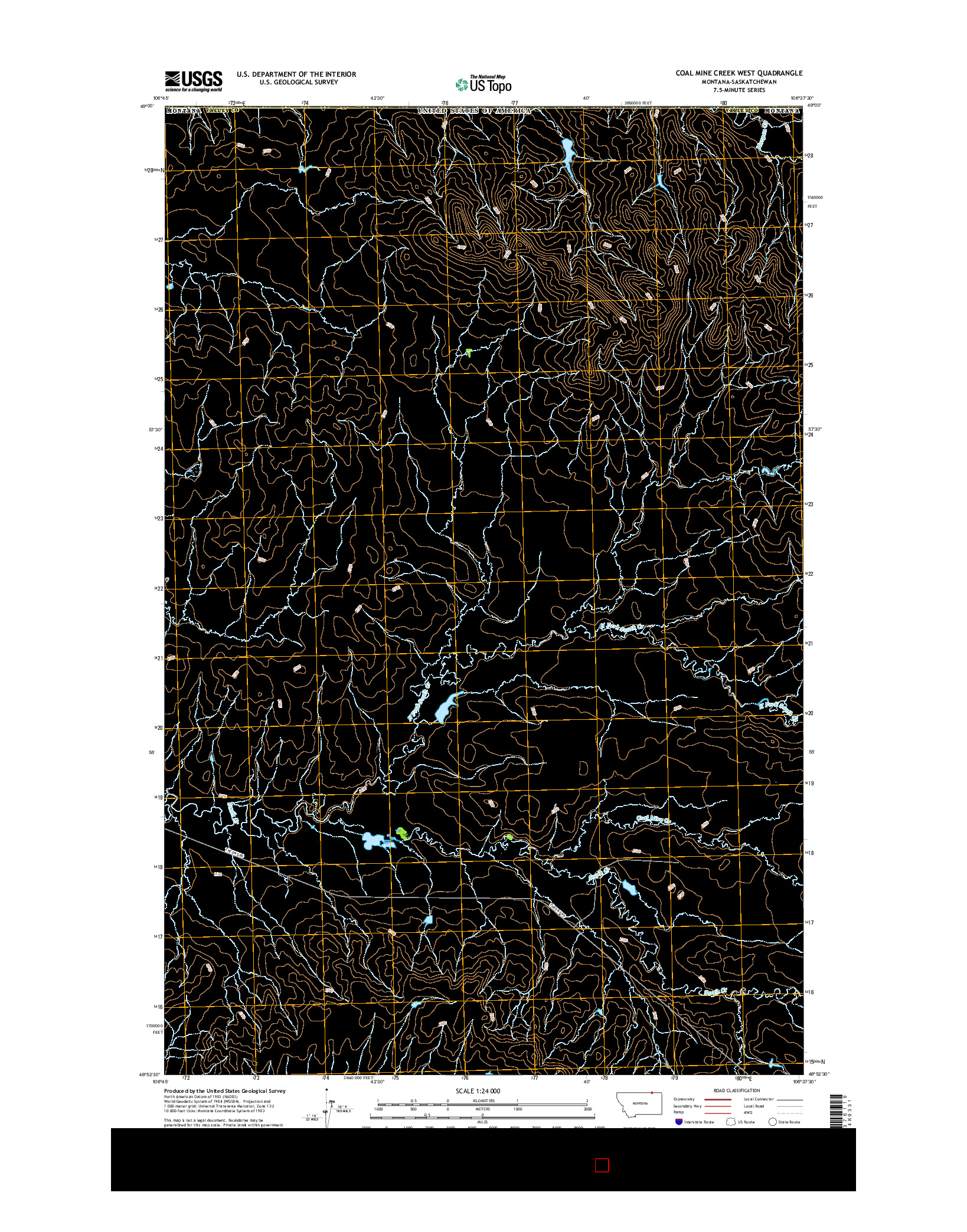 USGS US TOPO 7.5-MINUTE MAP FOR COAL MINE CREEK WEST, MT-SK 2017