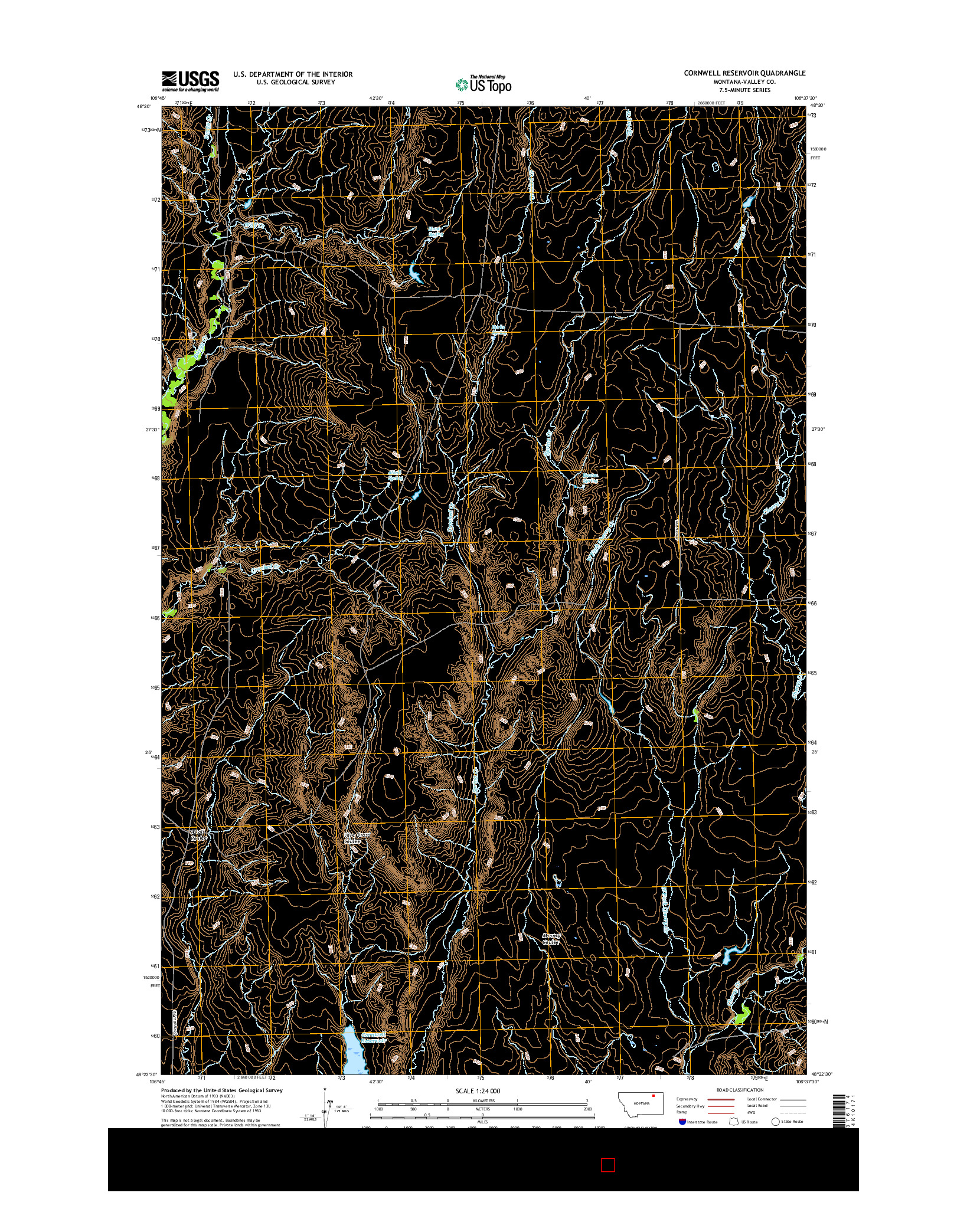 USGS US TOPO 7.5-MINUTE MAP FOR CORNWELL RESERVOIR, MT 2017