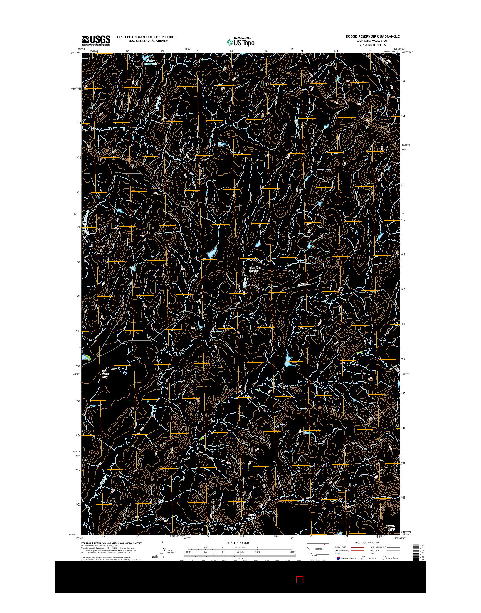 USGS US TOPO 7.5-MINUTE MAP FOR DODGE RESERVOIR, MT 2017