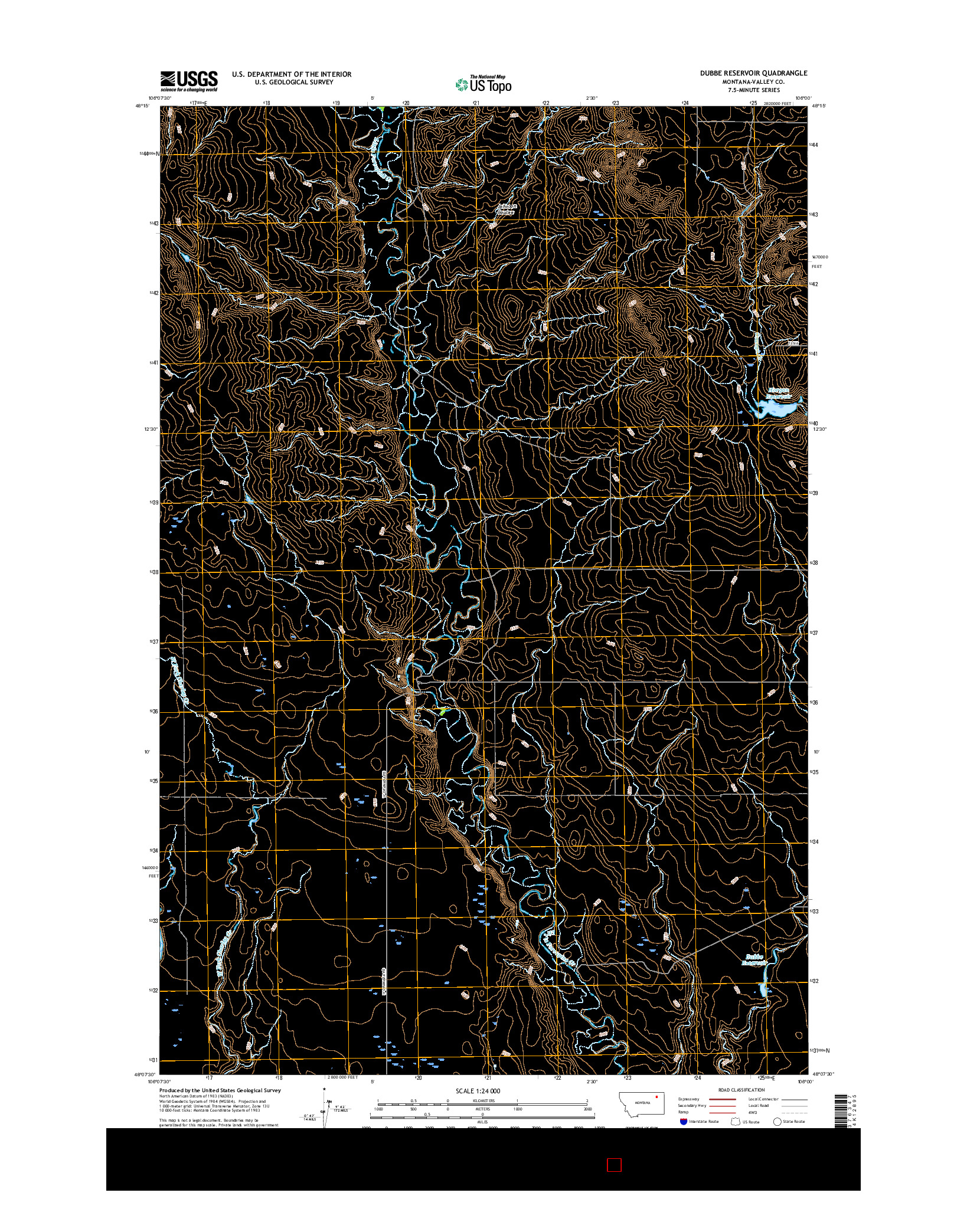 USGS US TOPO 7.5-MINUTE MAP FOR DUBBE RESERVOIR, MT 2017