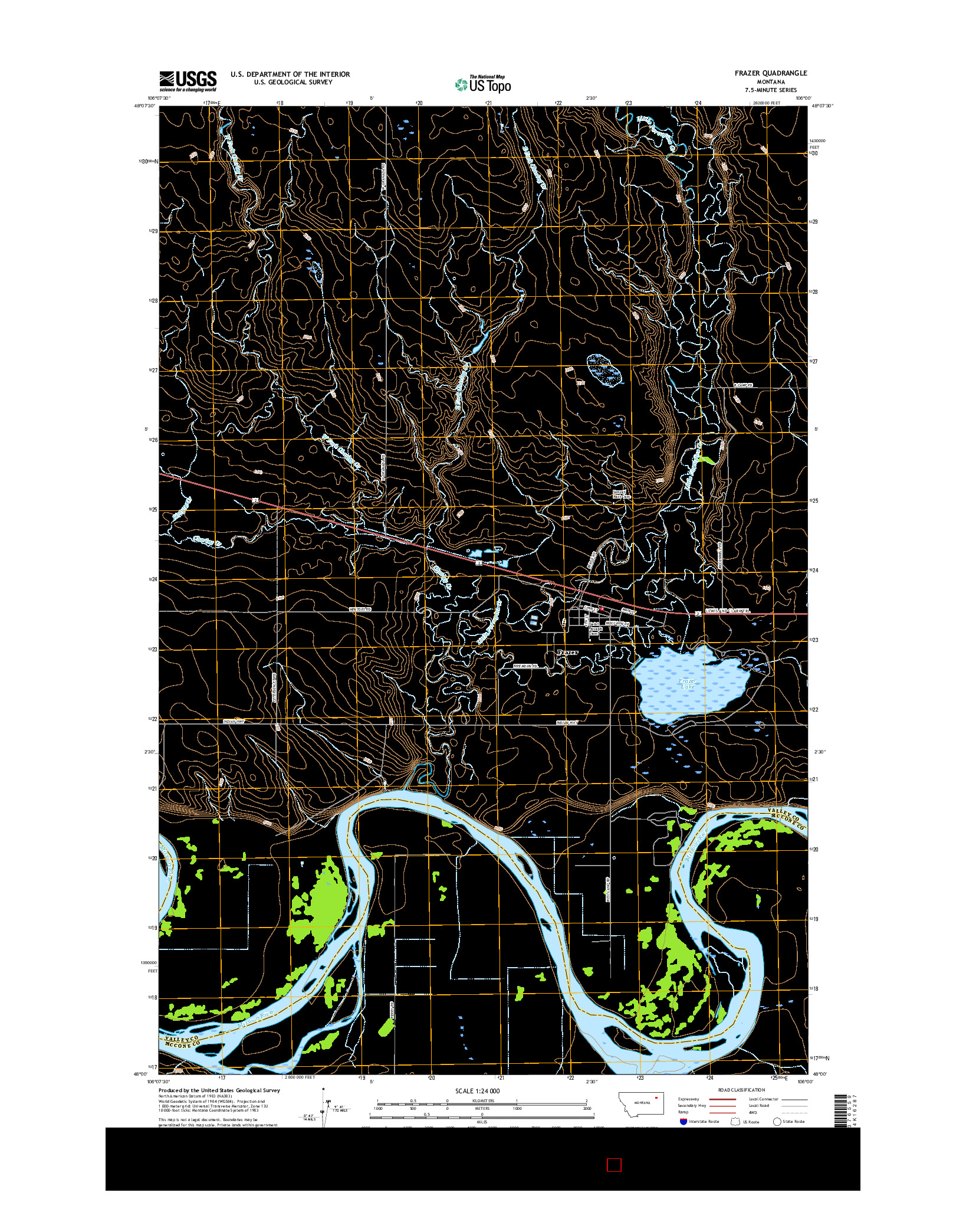 USGS US TOPO 7.5-MINUTE MAP FOR FRAZER, MT 2017