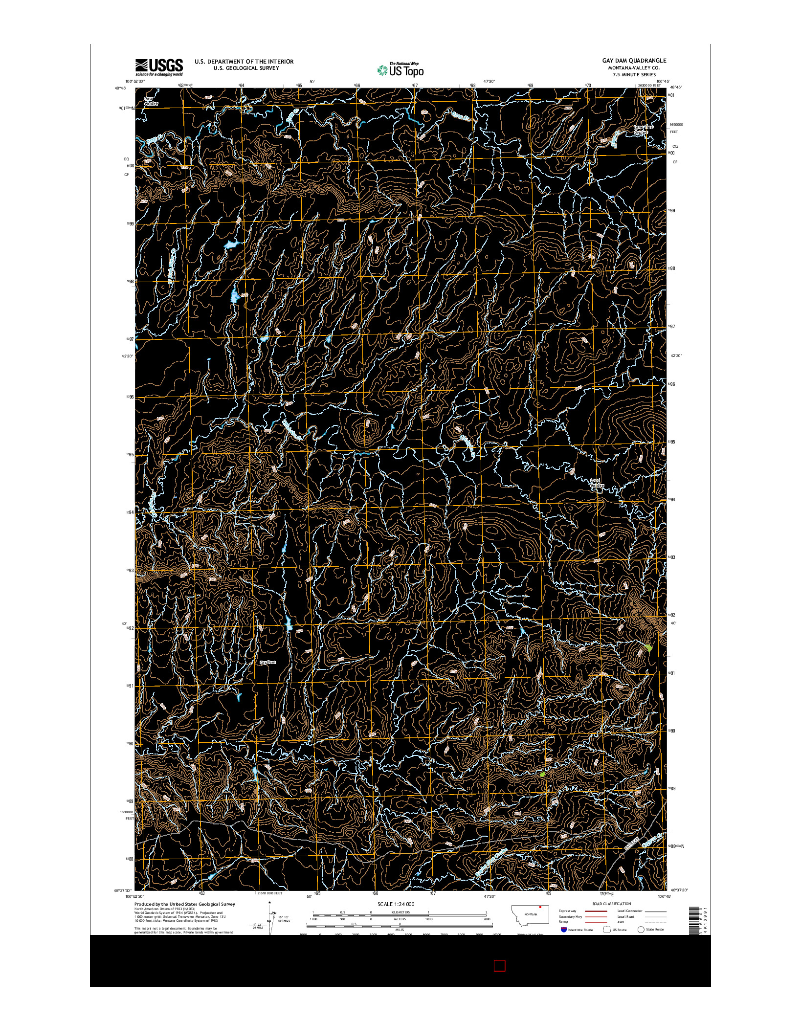 USGS US TOPO 7.5-MINUTE MAP FOR GAY DAM, MT 2017