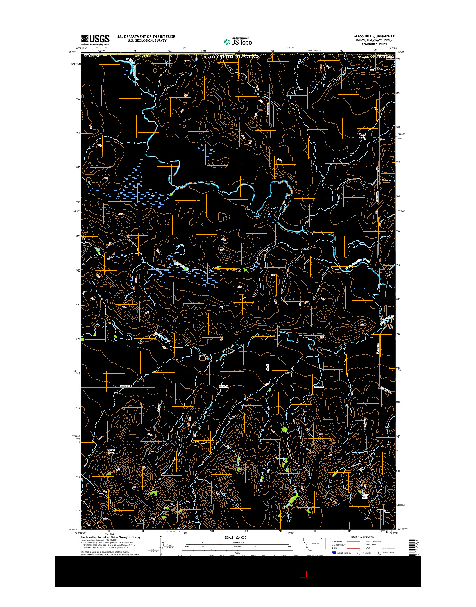 USGS US TOPO 7.5-MINUTE MAP FOR GLASS HILL, MT-SK 2017