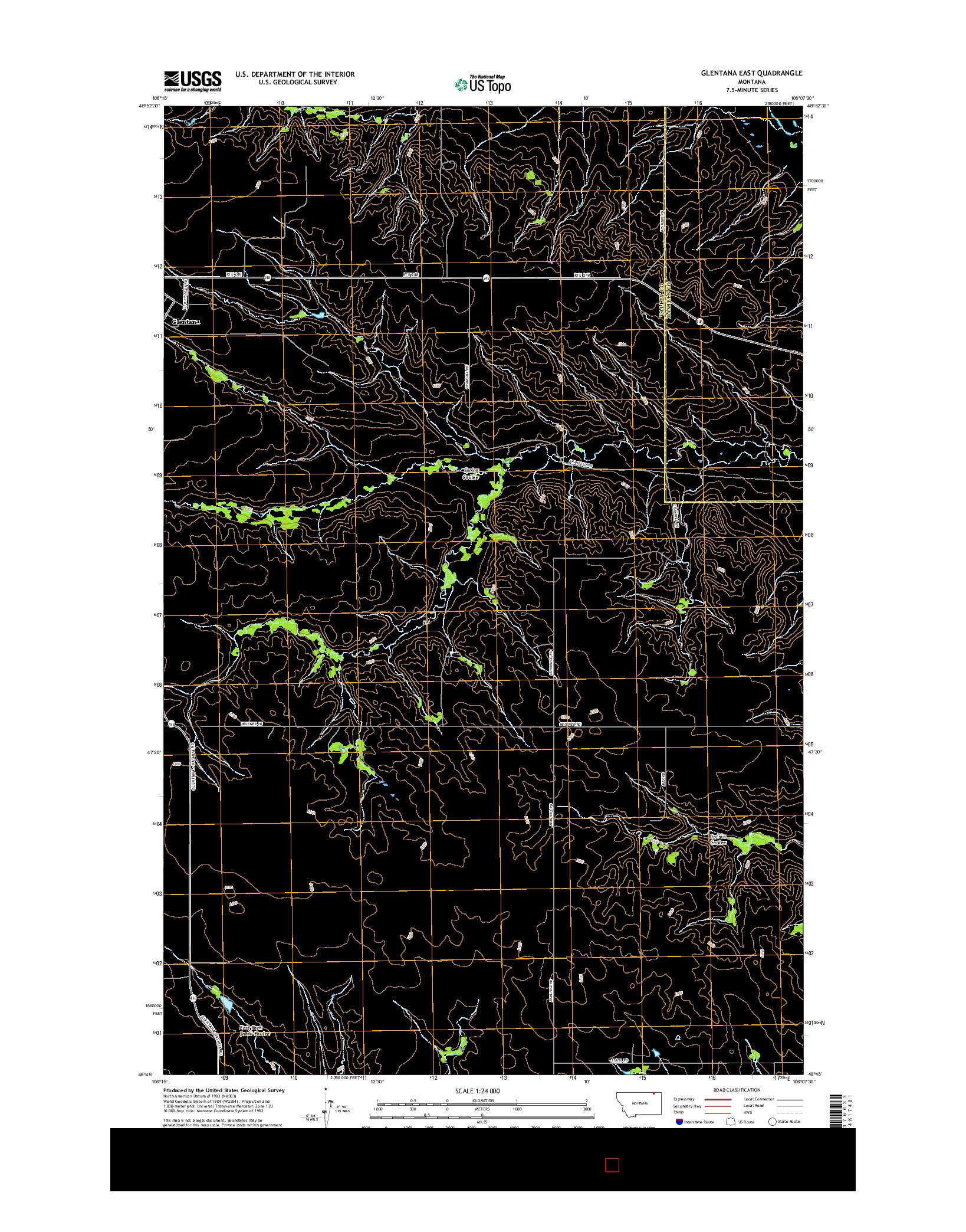 USGS US TOPO 7.5-MINUTE MAP FOR GLENTANA EAST, MT 2017