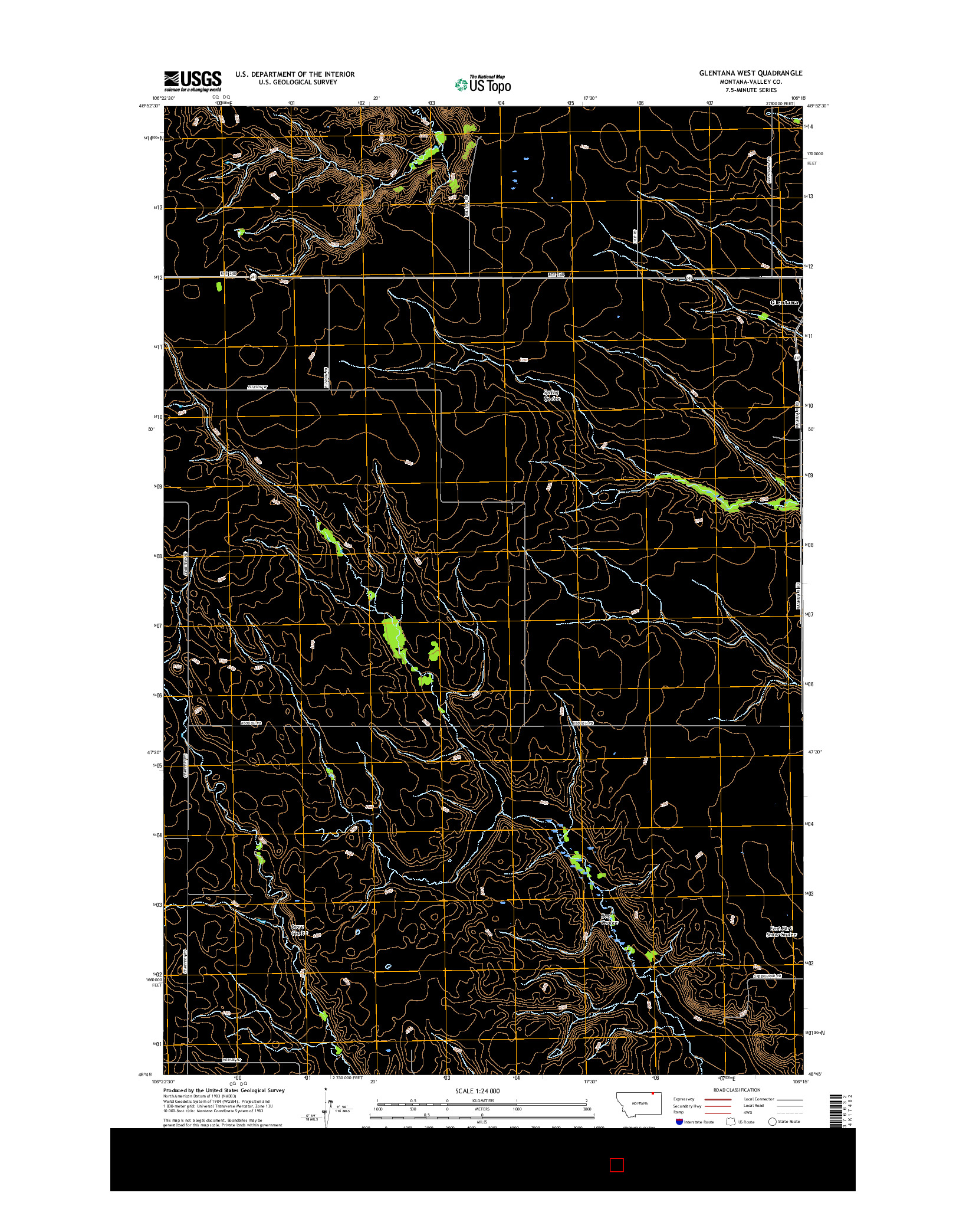 USGS US TOPO 7.5-MINUTE MAP FOR GLENTANA WEST, MT 2017