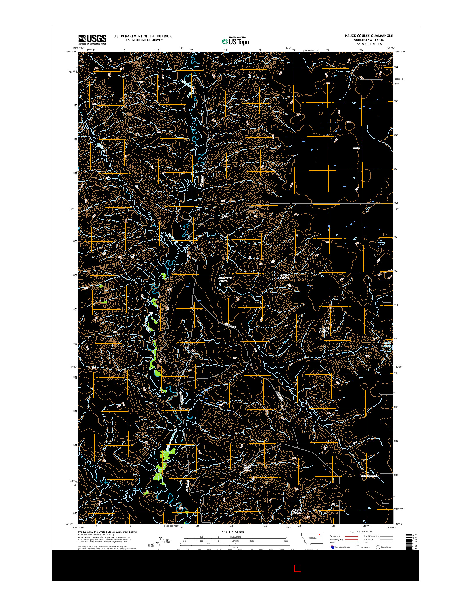 USGS US TOPO 7.5-MINUTE MAP FOR HAUCK COULEE, MT 2017