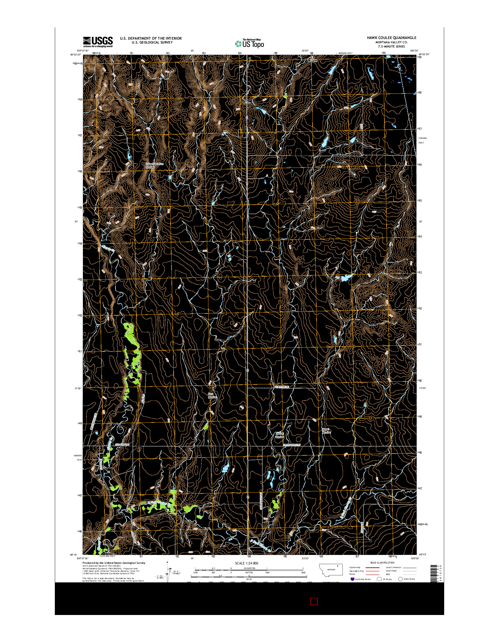 USGS US TOPO 7.5-MINUTE MAP FOR HAWK COULEE, MT 2017