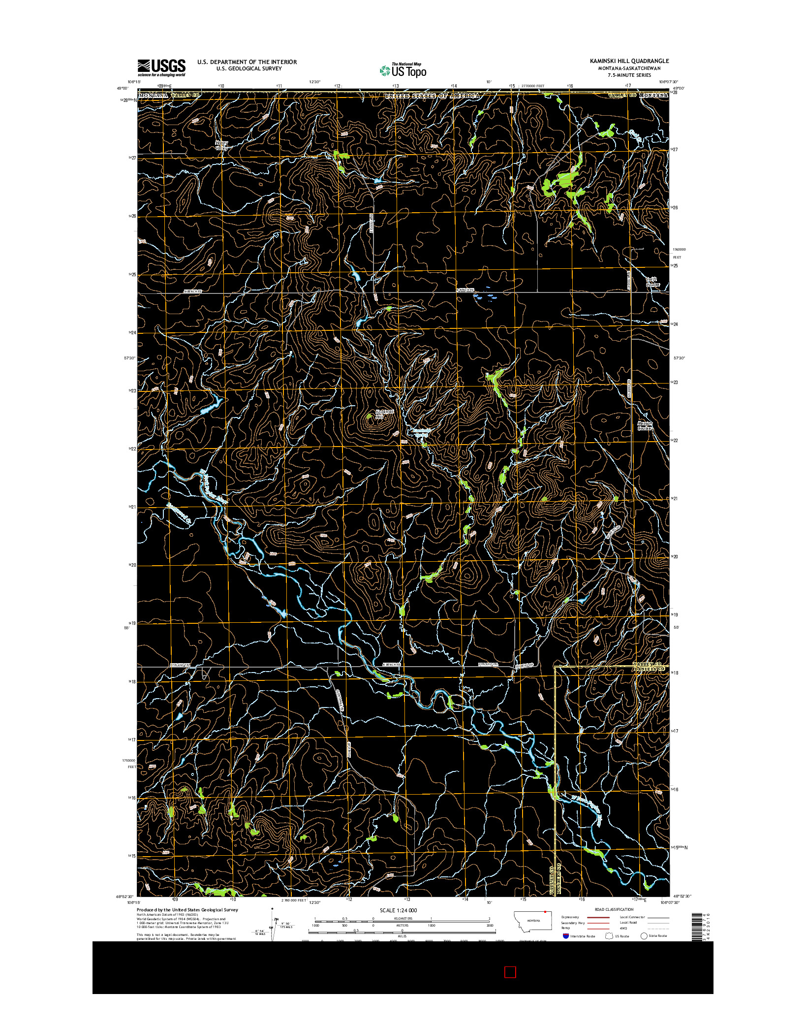 USGS US TOPO 7.5-MINUTE MAP FOR KAMINSKI HILL, MT-SK 2017