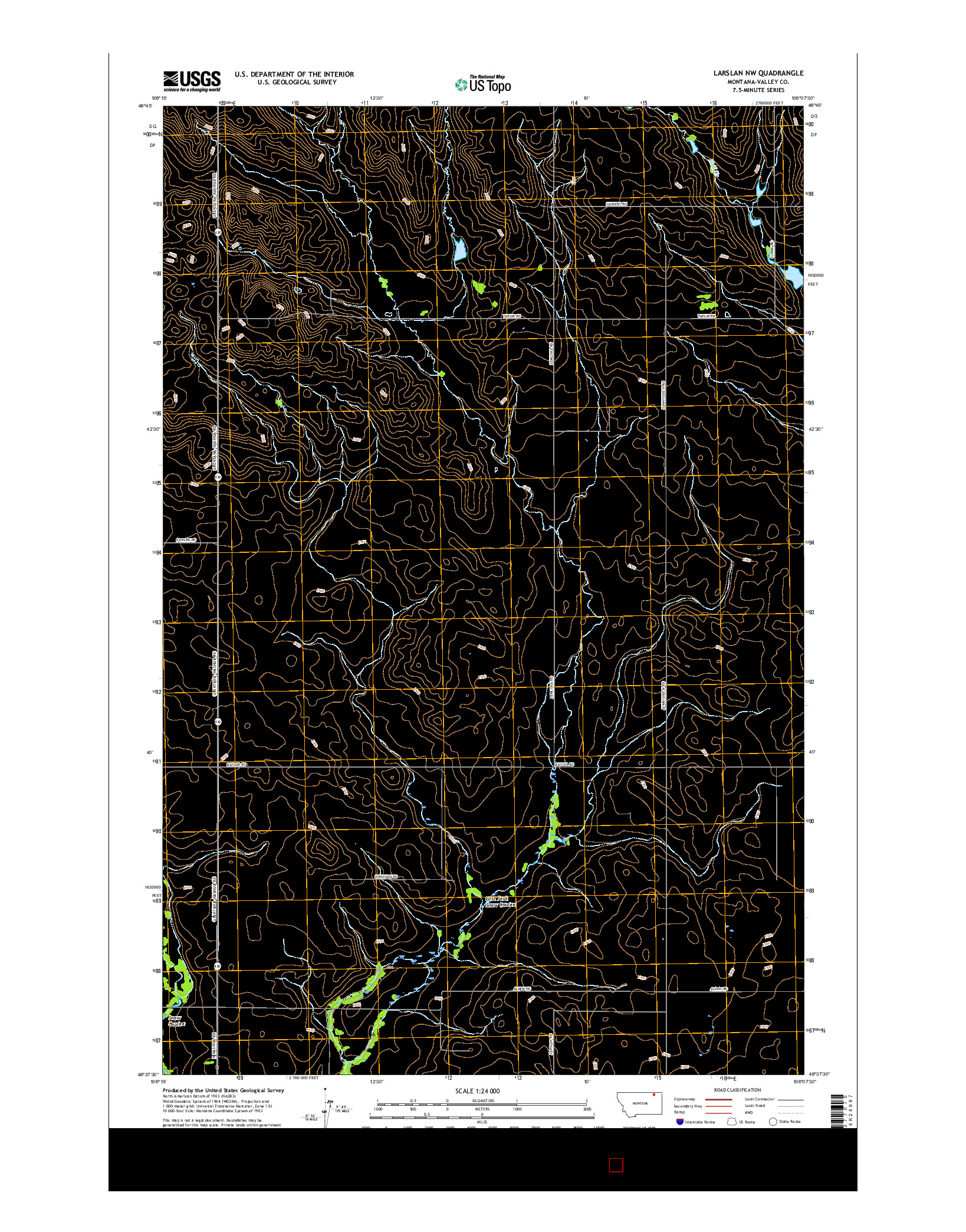 USGS US TOPO 7.5-MINUTE MAP FOR LARSLAN NW, MT 2017
