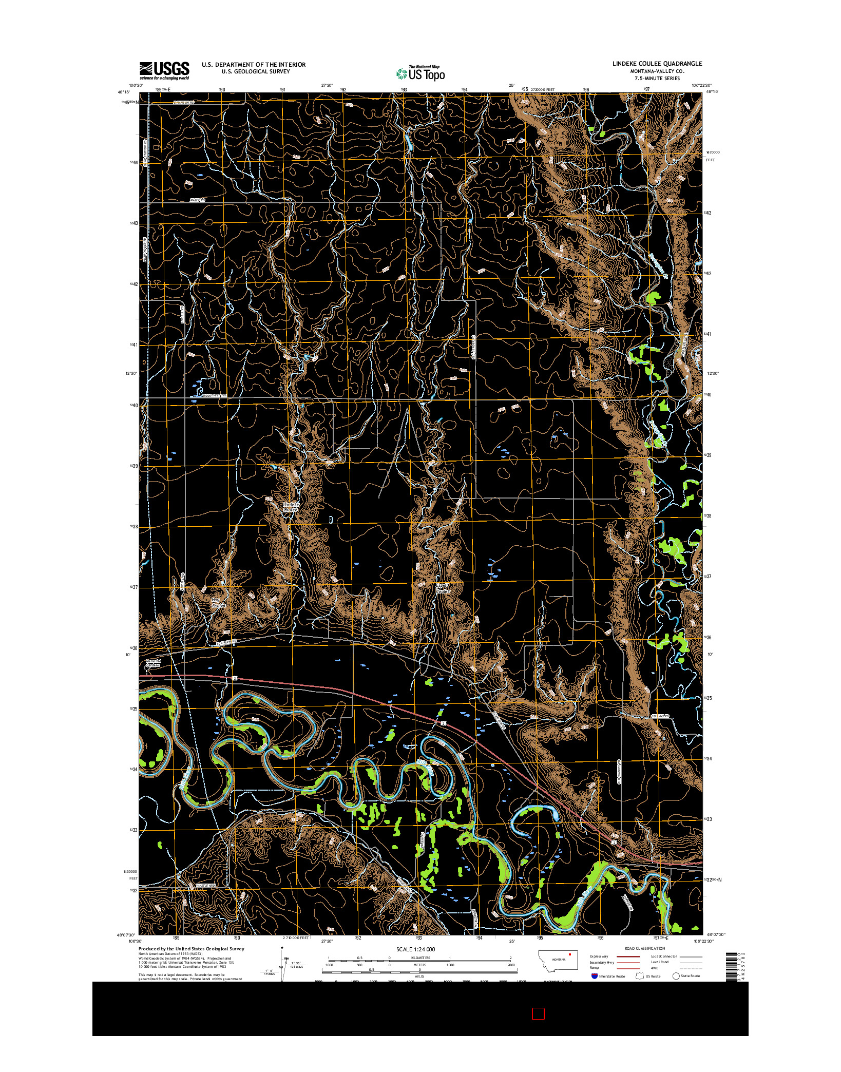 USGS US TOPO 7.5-MINUTE MAP FOR LINDEKE COULEE, MT 2017