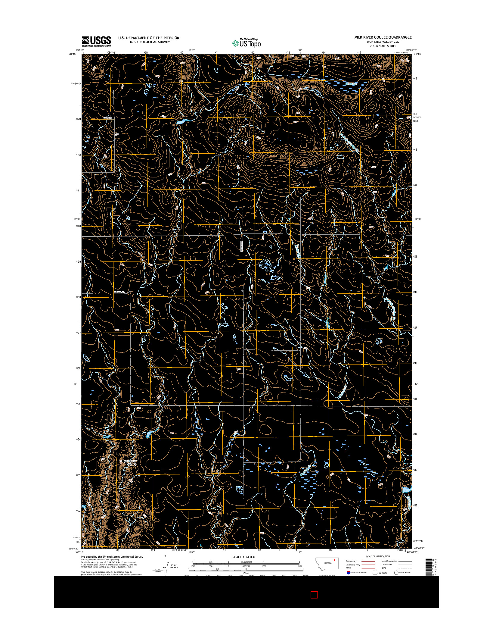 USGS US TOPO 7.5-MINUTE MAP FOR MILK RIVER COULEE, MT 2017