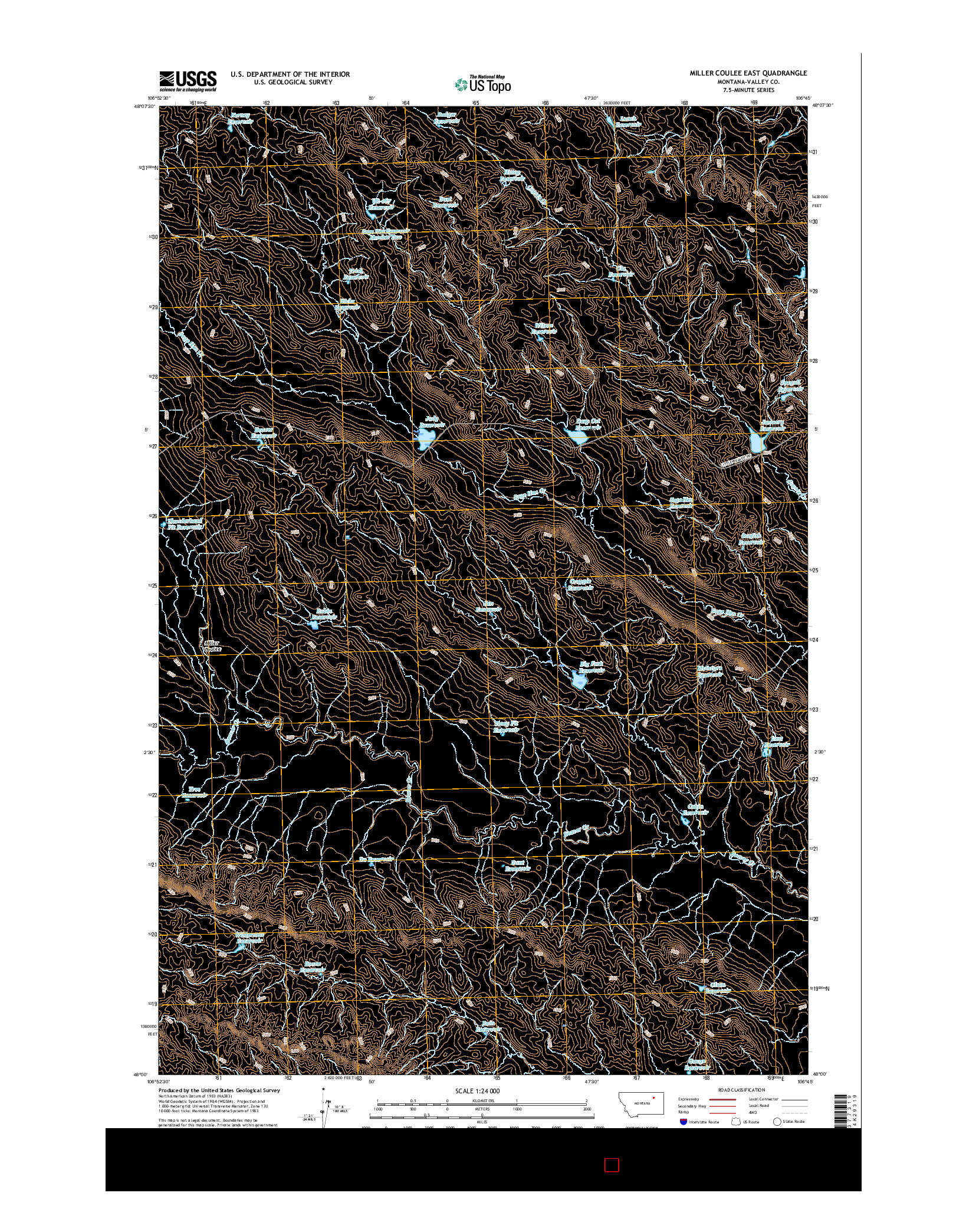 USGS US TOPO 7.5-MINUTE MAP FOR MILLER COULEE EAST, MT 2017