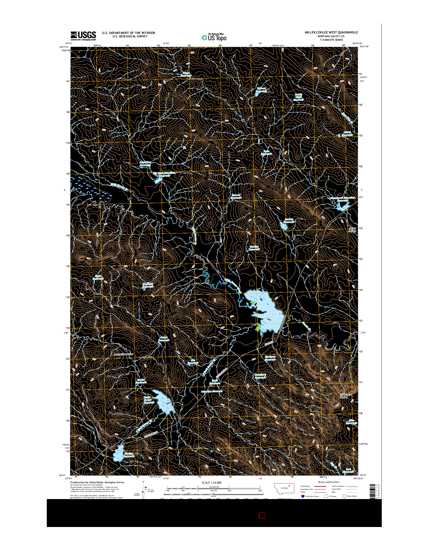 USGS US TOPO 7.5-MINUTE MAP FOR MILLER COULEE WEST, MT 2017