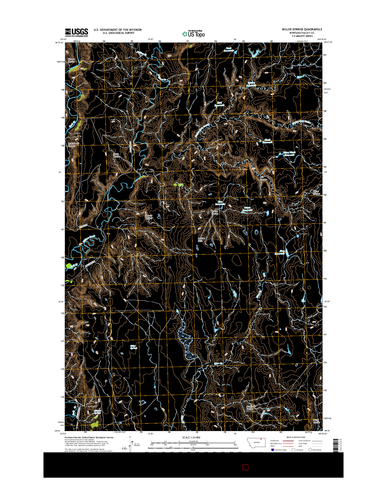 USGS US TOPO 7.5-MINUTE MAP FOR MILLER SPRINGS, MT 2017