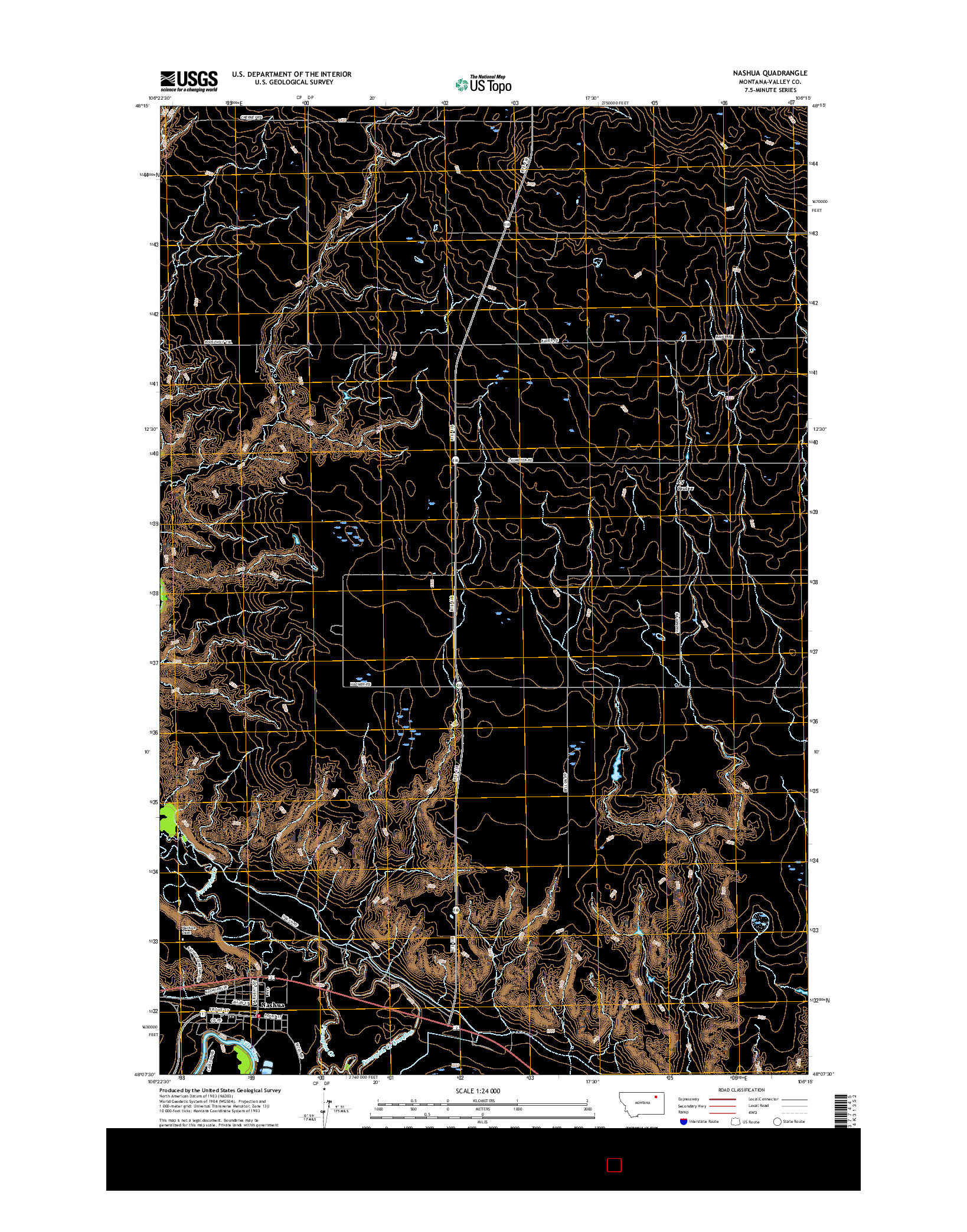 USGS US TOPO 7.5-MINUTE MAP FOR NASHUA, MT 2017