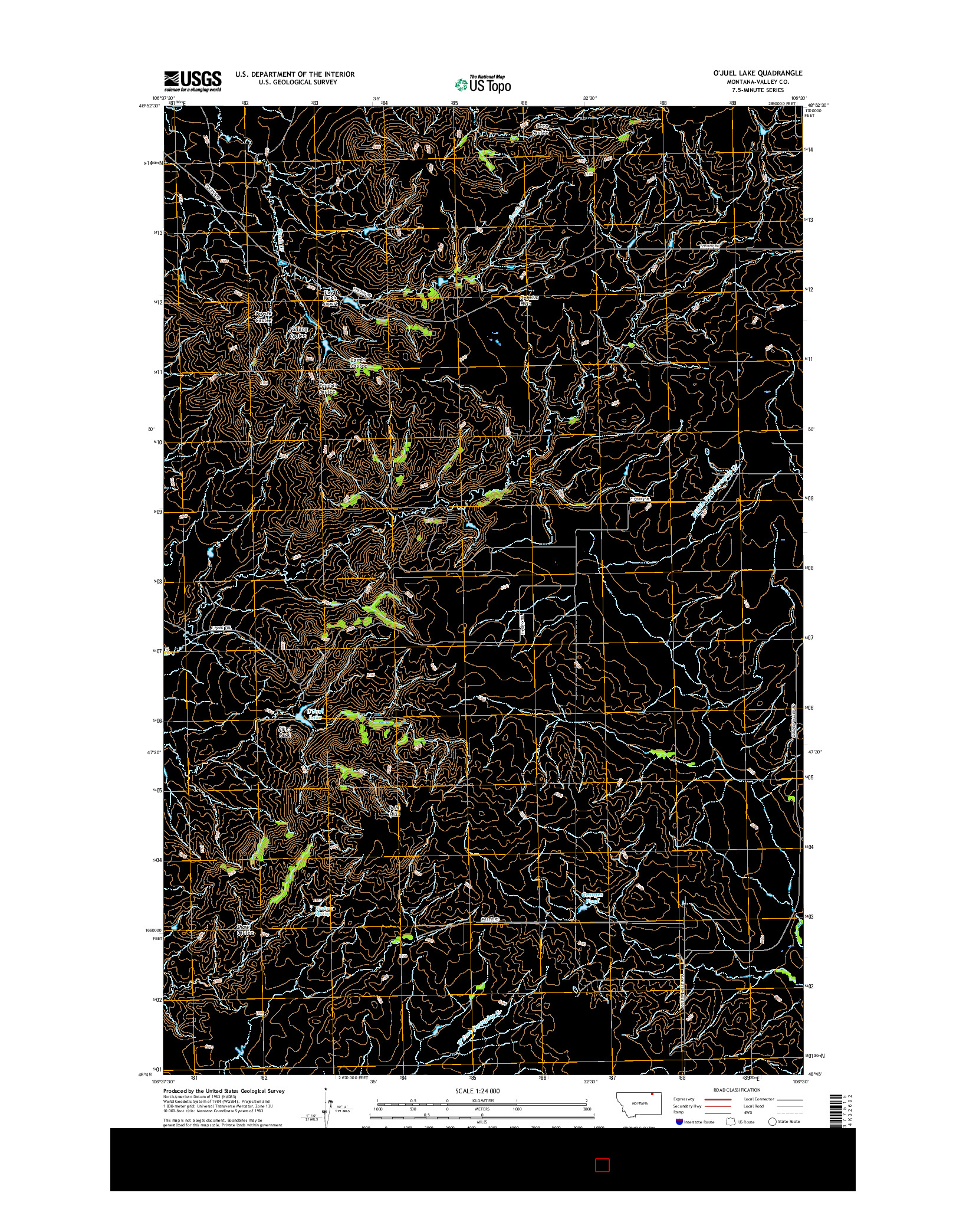 USGS US TOPO 7.5-MINUTE MAP FOR O'JUEL LAKE, MT 2017