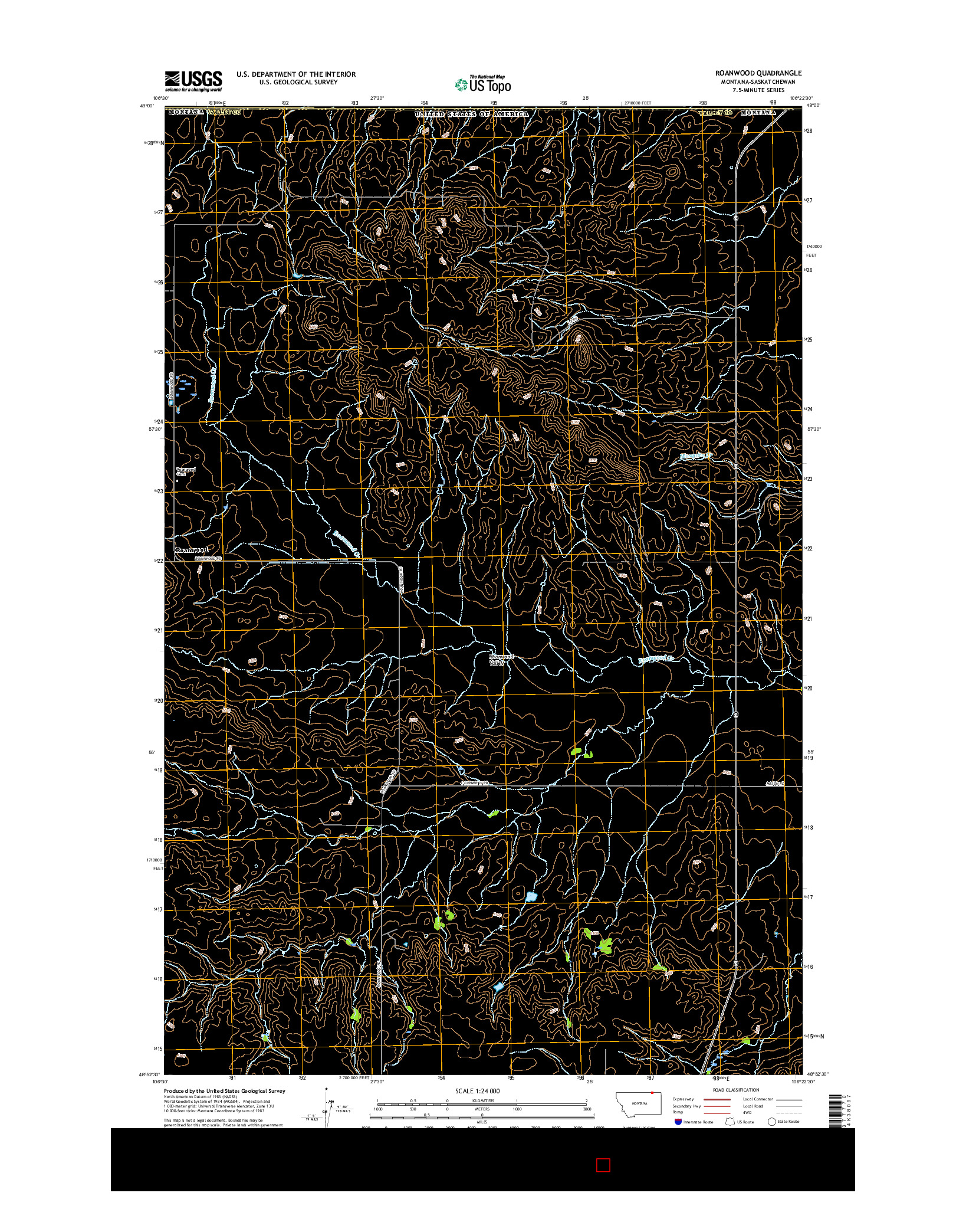 USGS US TOPO 7.5-MINUTE MAP FOR ROANWOOD, MT-SK 2017