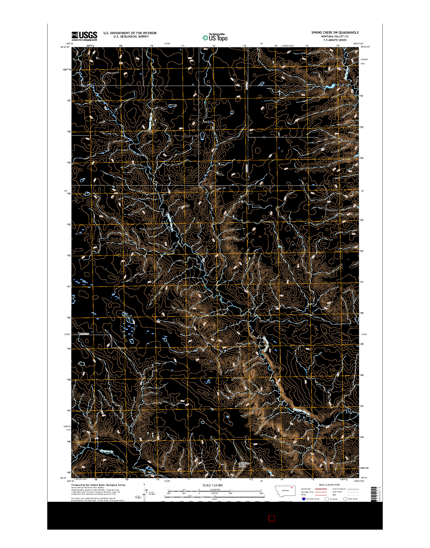 USGS US TOPO 7.5-MINUTE MAP FOR SPRING CREEK SW, MT 2017